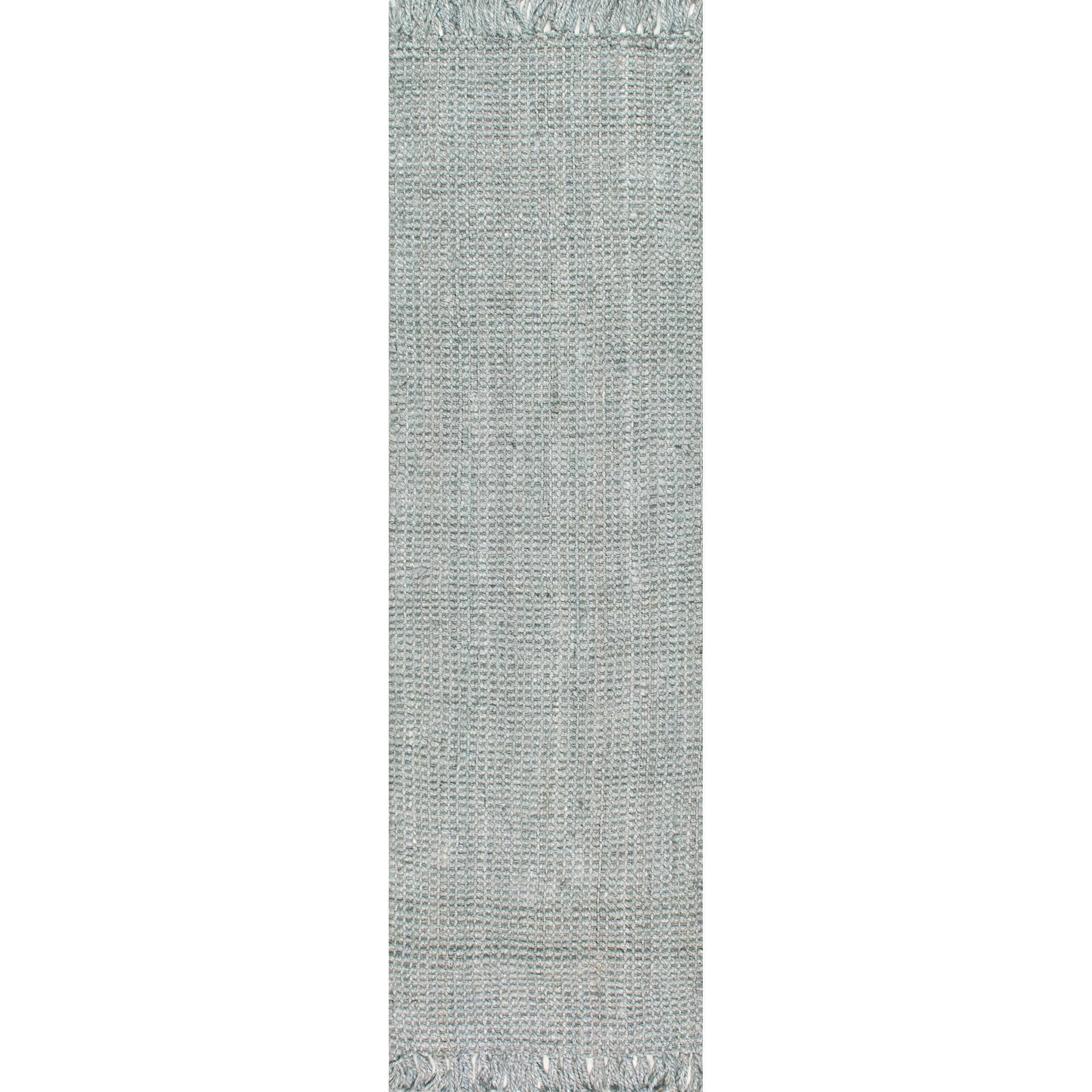 Gray Handmade Braided Jute Runner Rug 2'6" x 12'