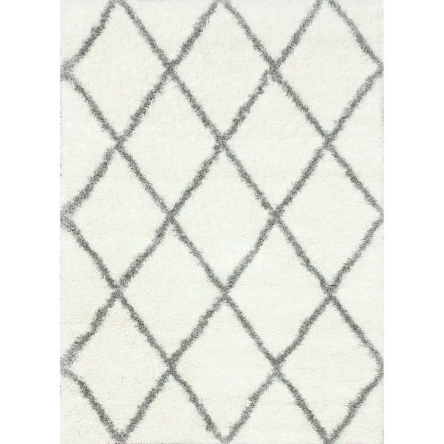 Diamond Shag Gray Synthetic 2'8" x 8' Runner Rug
