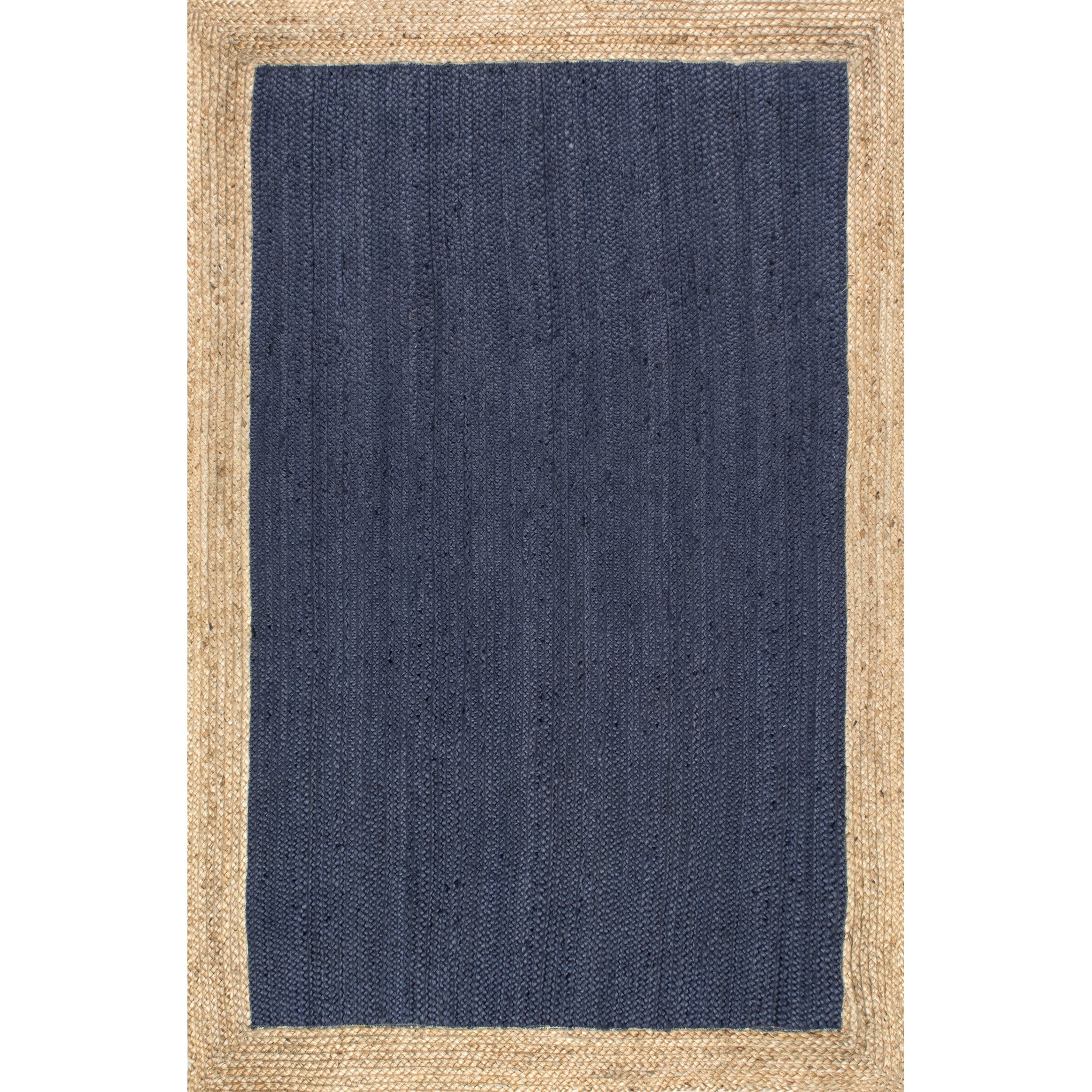 Blue and Natural Jute Rectangular 9' x 12' Area Rug