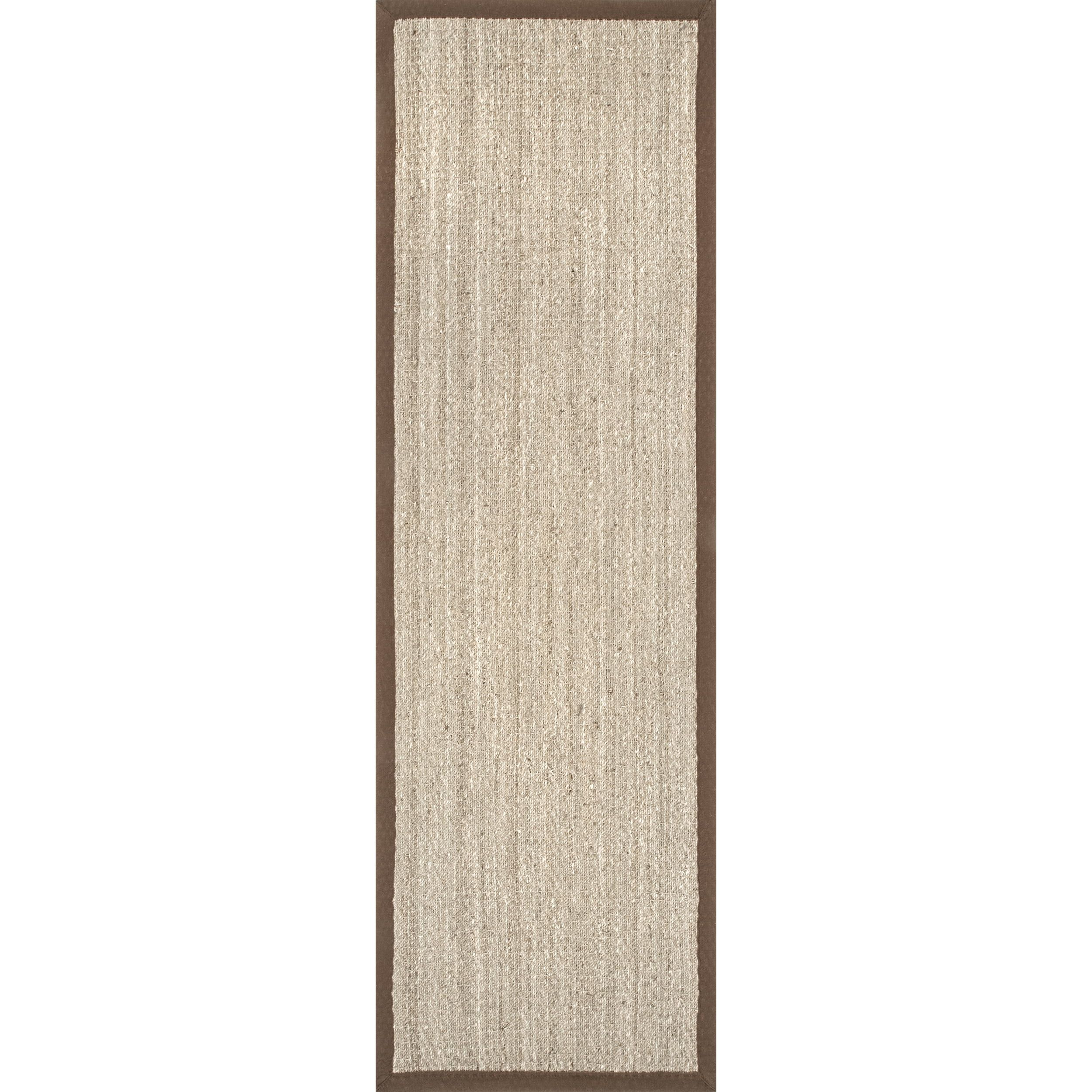 Casual Farmhouse Seagrass 2'6" x 8' Area Rug, Easy Care Brown