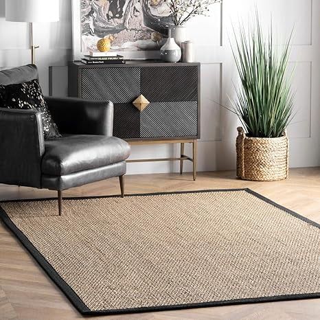 Elijah Black Stripe Seagrass 52'' x 24'' Easy Care Area Rug