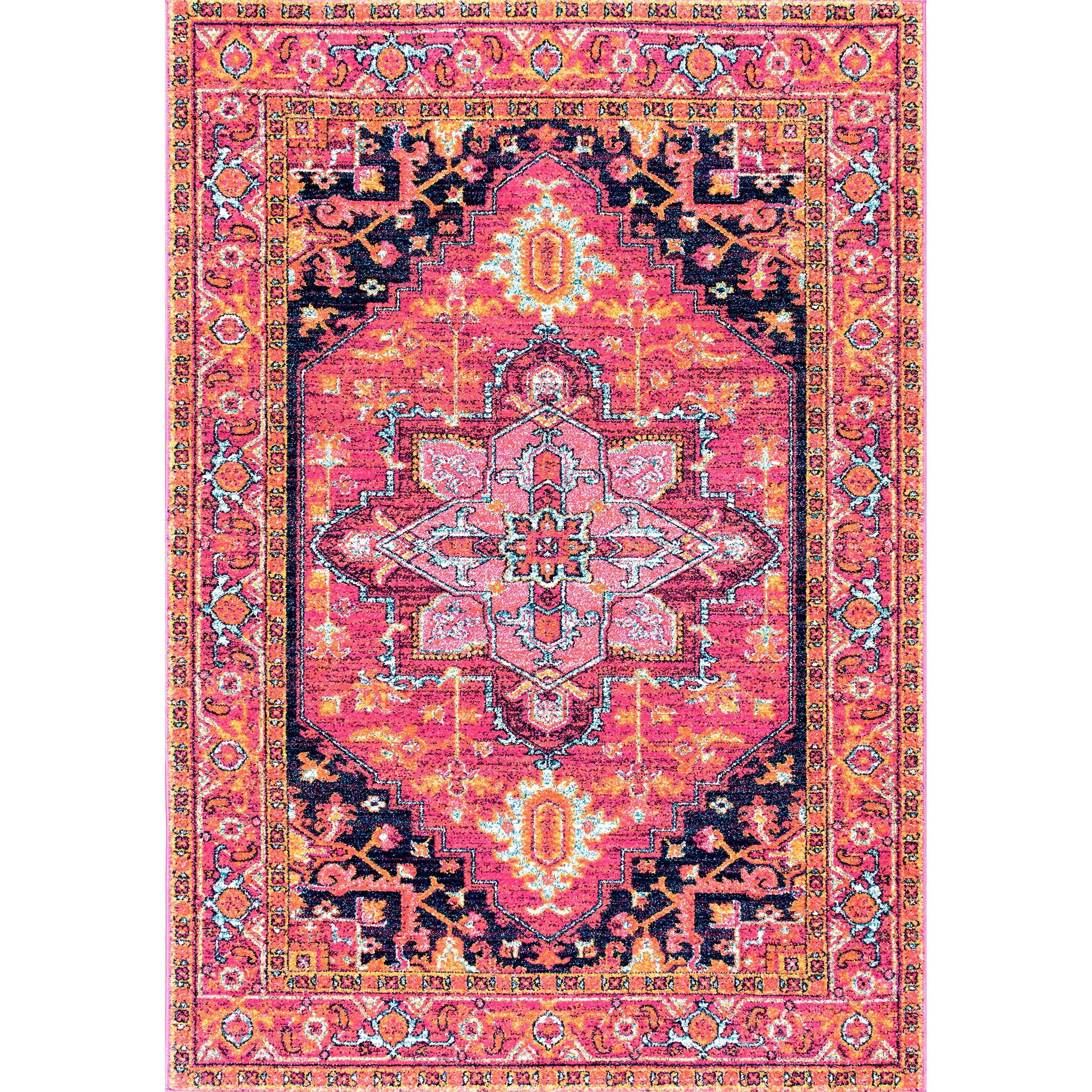 Reversible Pink Synthetic Medallion 8' x 10' Area Rug