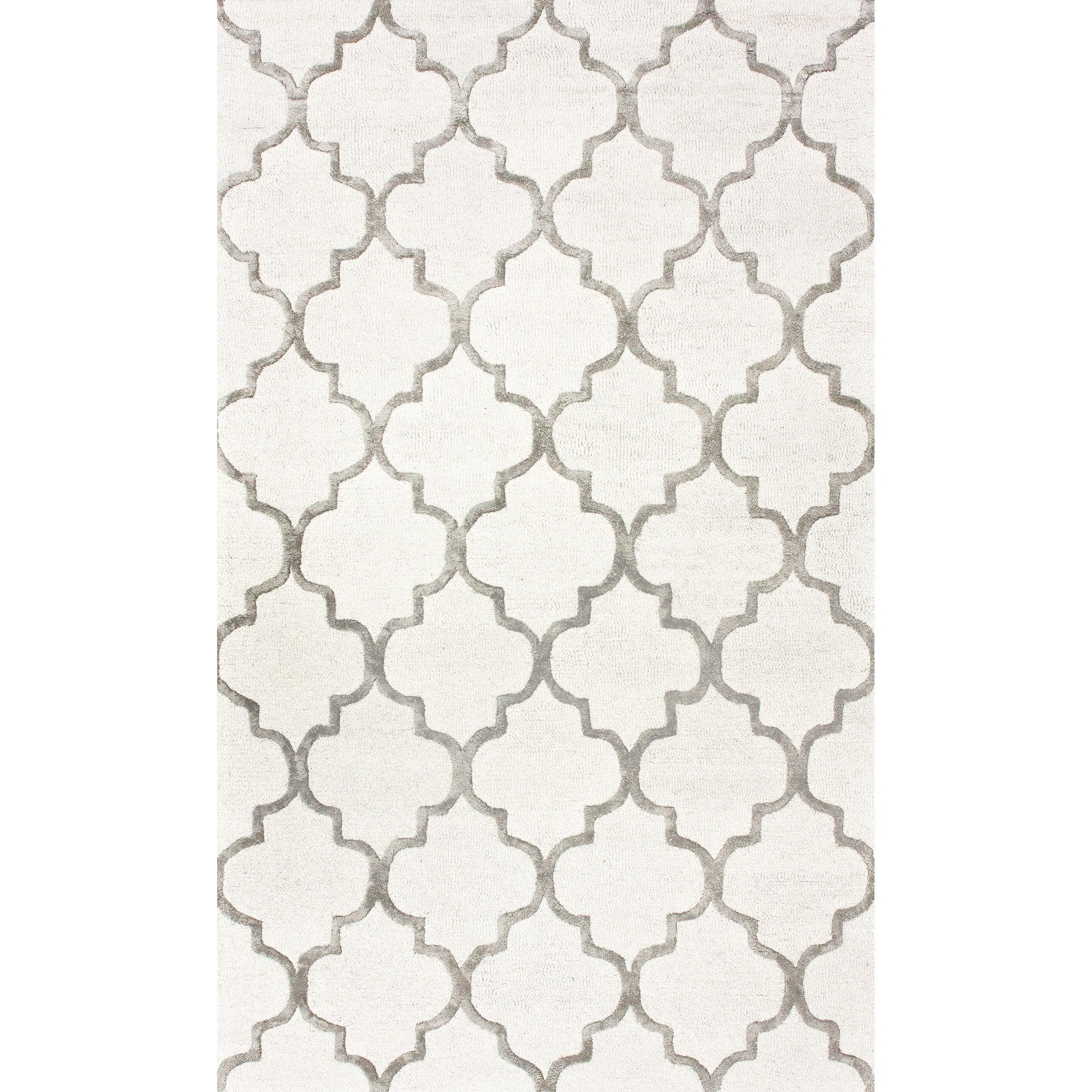 Hand-Tufted Nickel Trellis Wool-Viscose Blend Area Rug, 8' x 10'