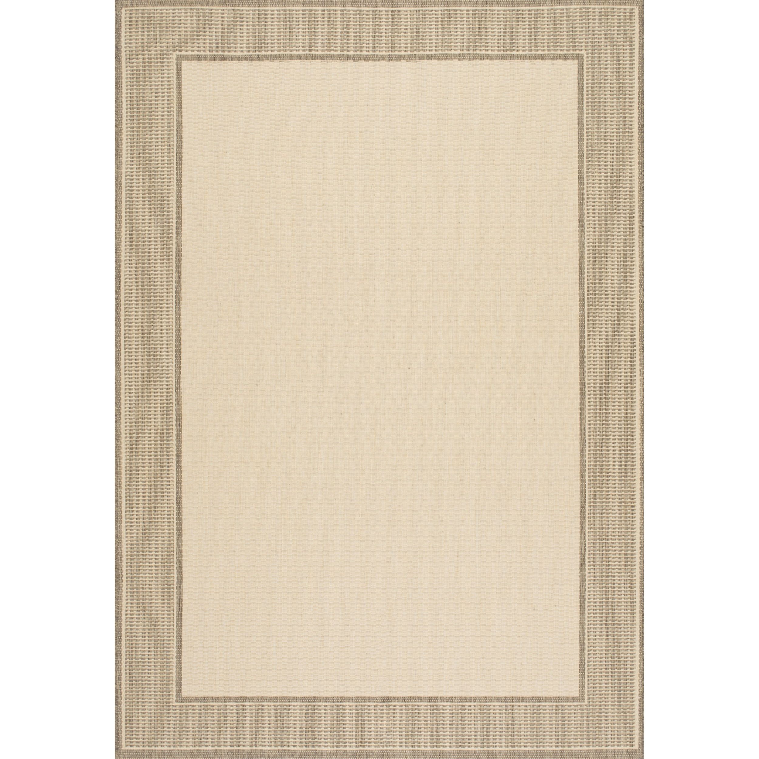 Beige Bordered 5x8 Indoor/Outdoor Synthetic Area Rug