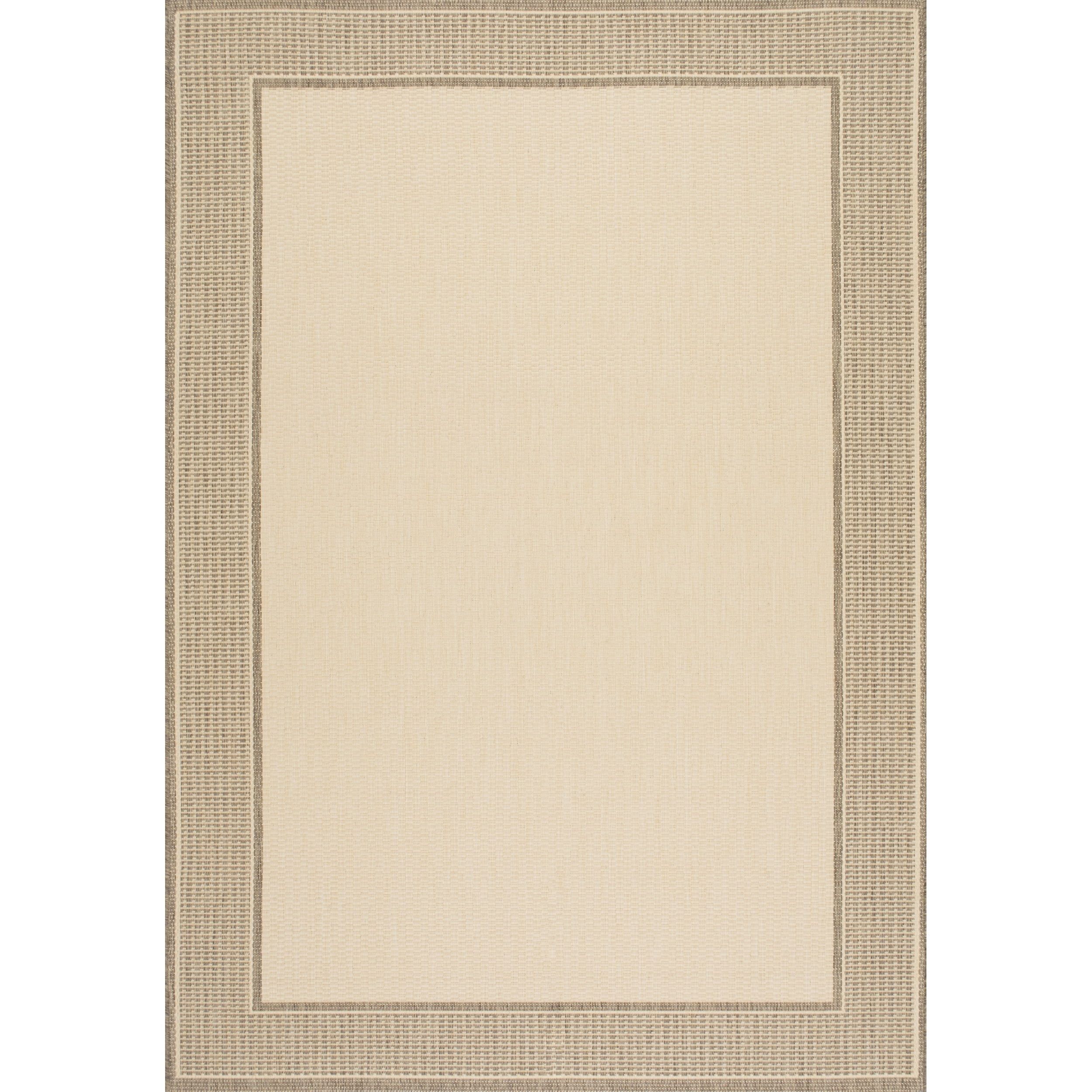 Beige Bordered 5x8 Indoor/Outdoor Synthetic Area Rug