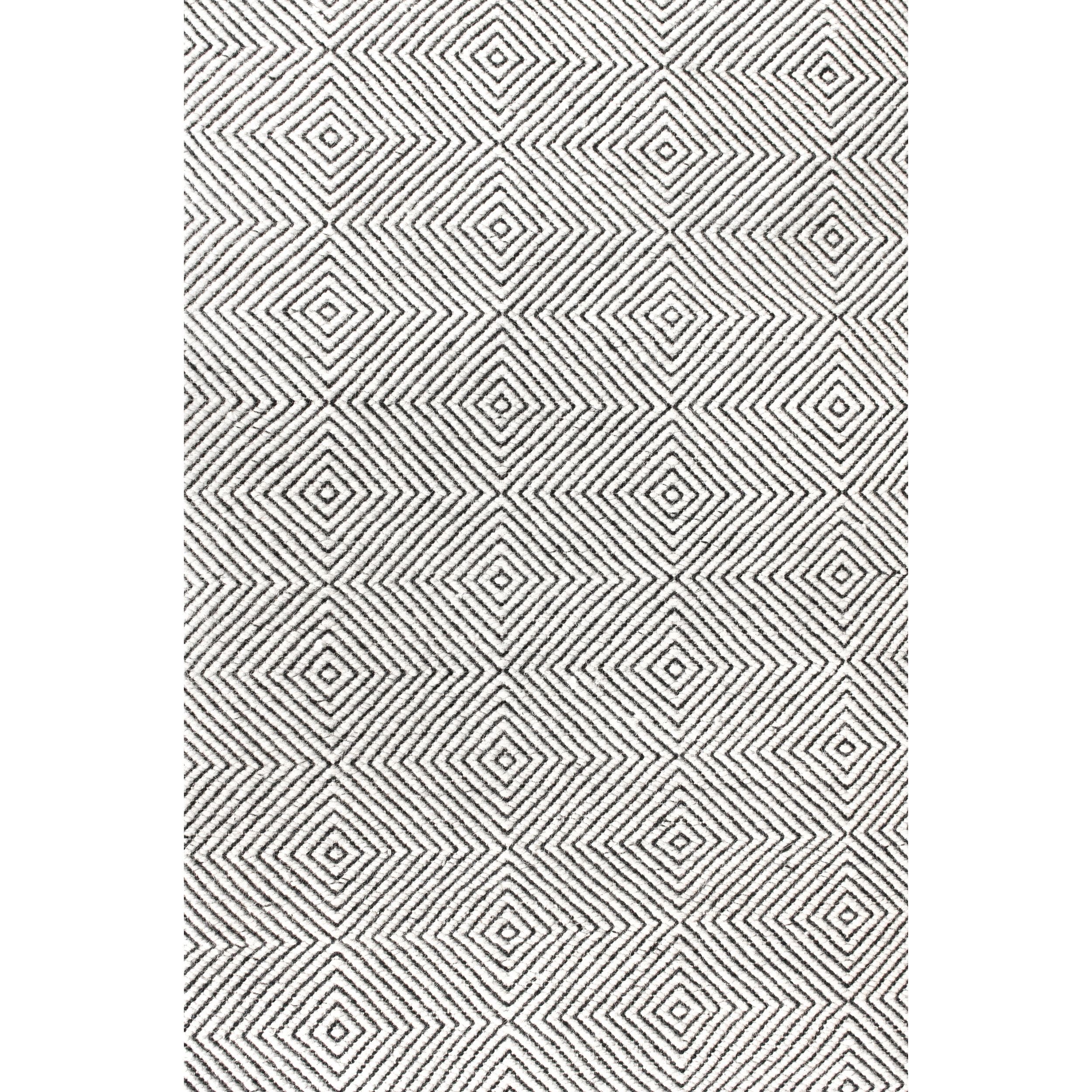 Ivory Geometric Hand-Tufted Wool Rectangular Rug, 3' x 5'