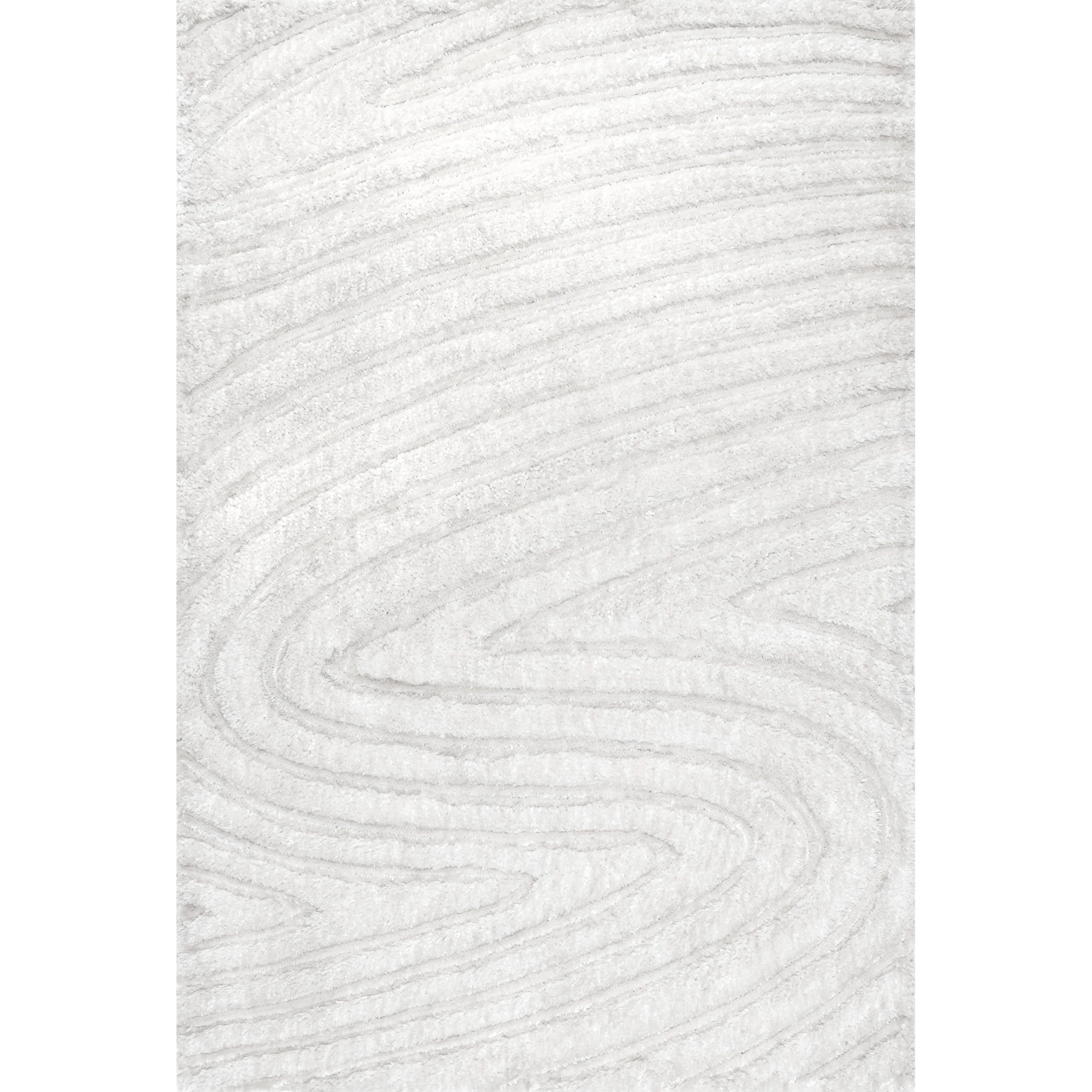 Isabel Swirl Off-White Tufted Shag Area Rug, 7'6" x 9'6"