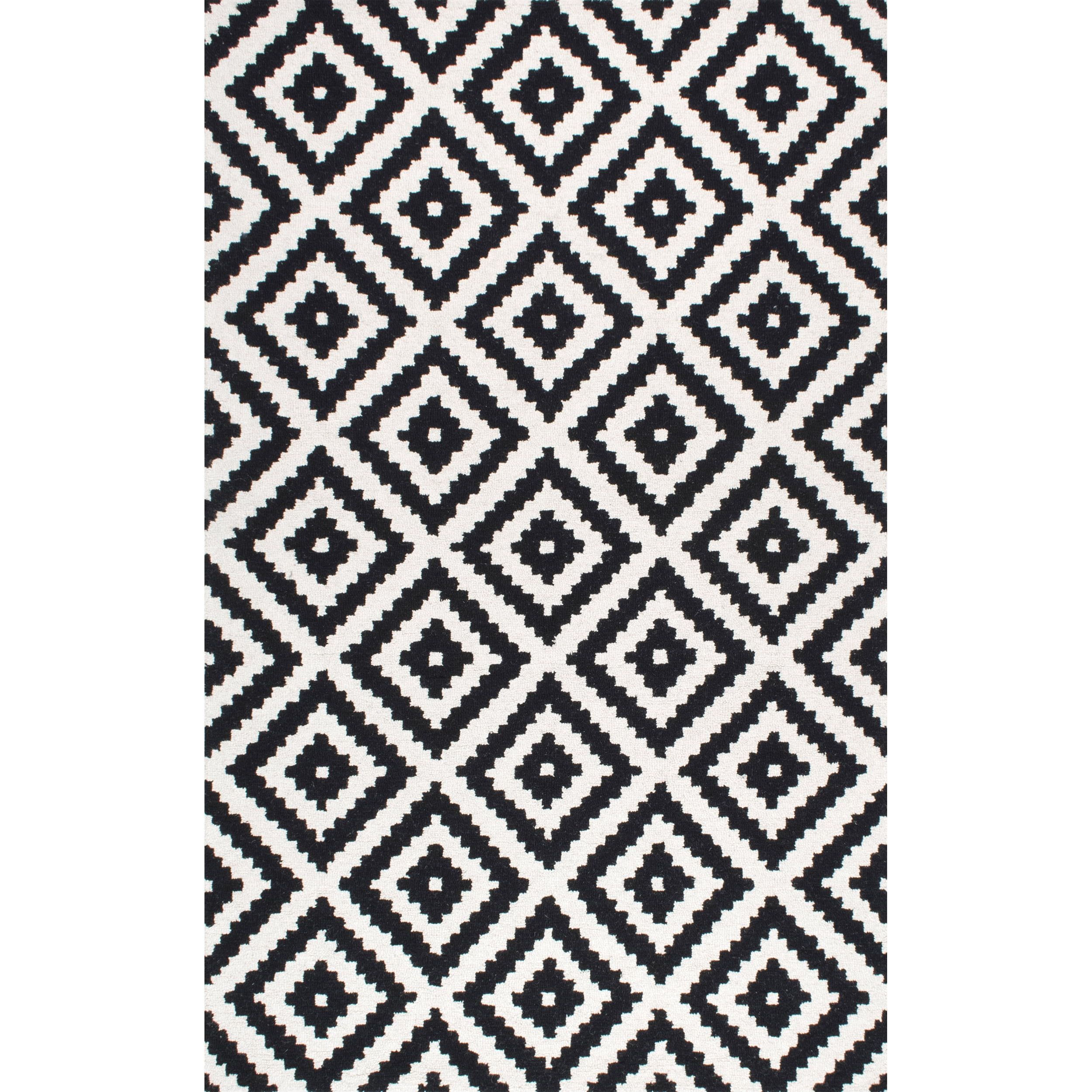 Kellee Black and White Wool Geometric 3' x 5' Rug