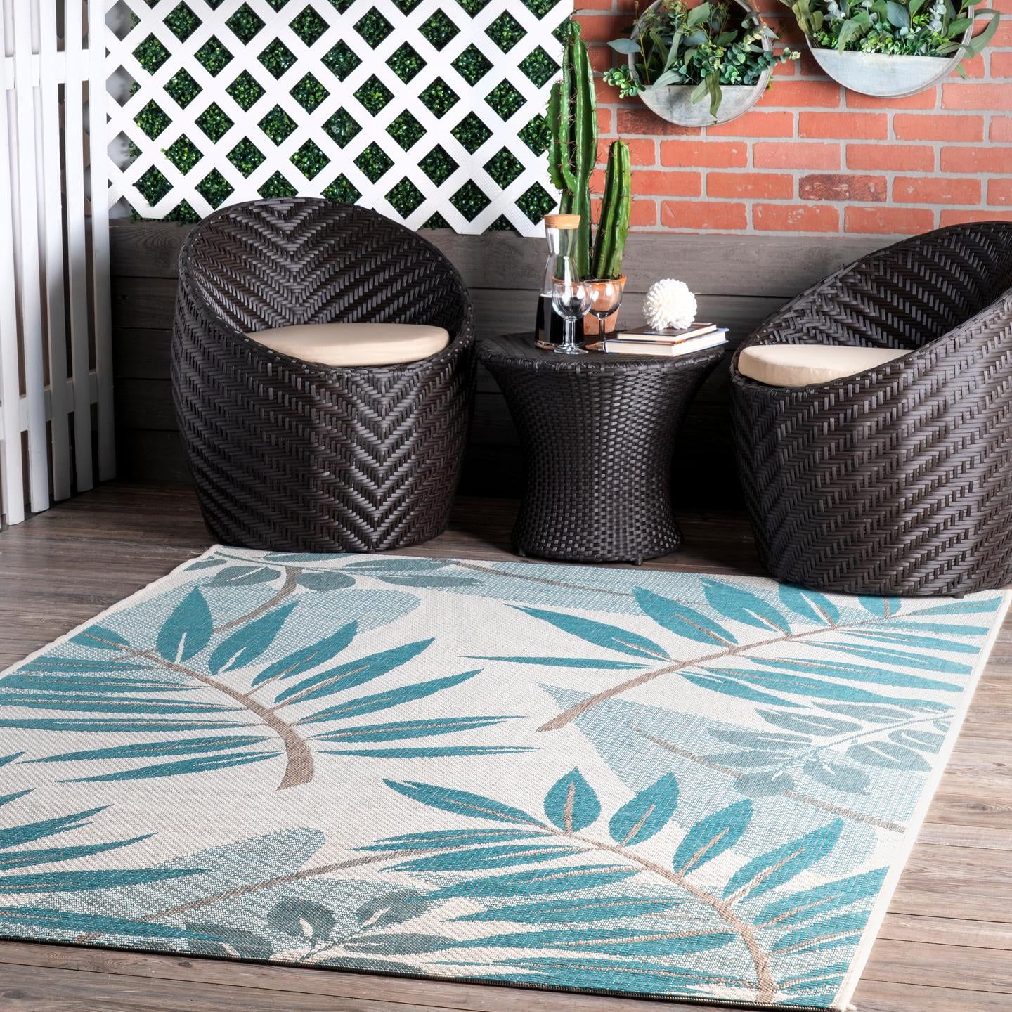 Contemporary Floral Shag Blue Rectangular Area Rug