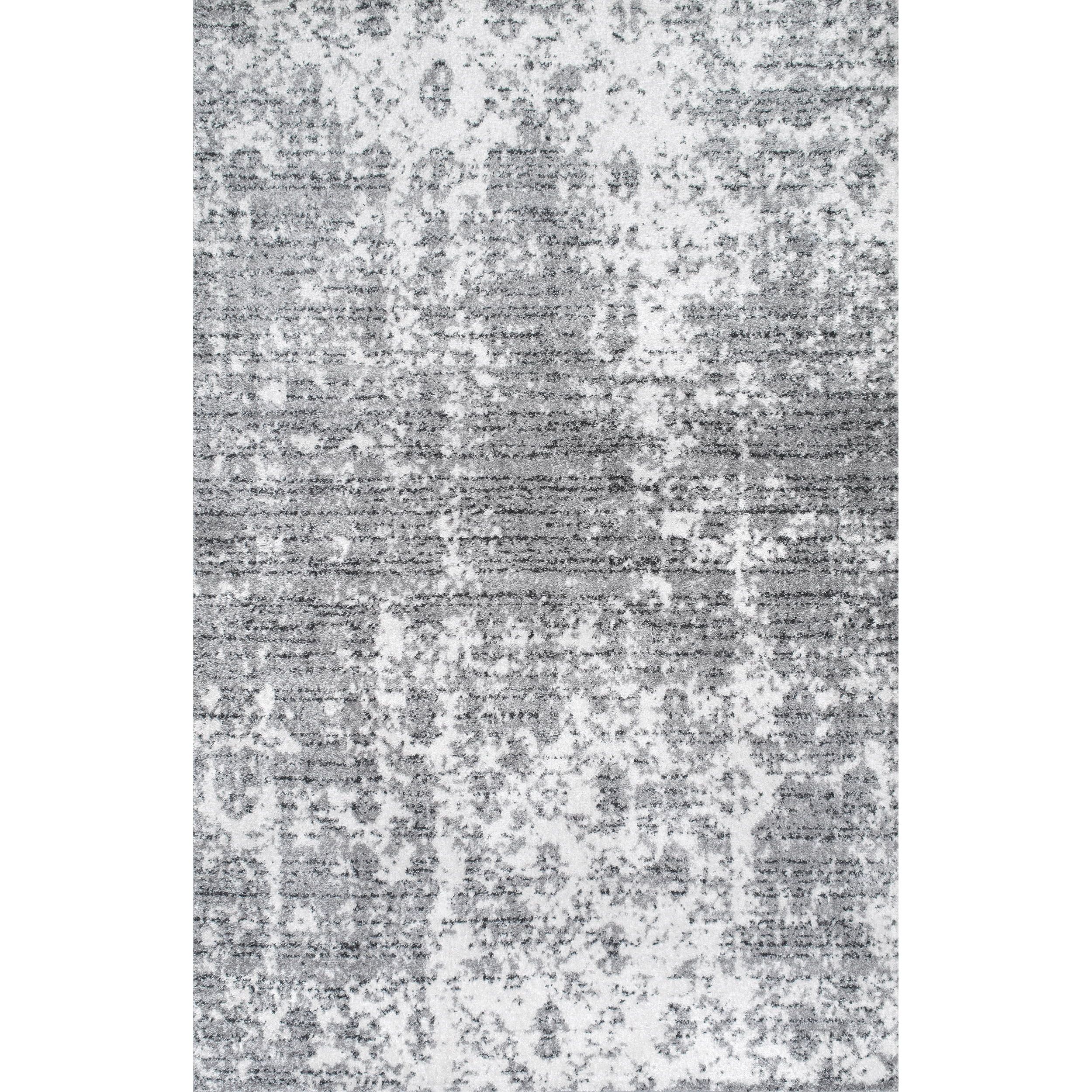 Elysian Clouds Abstract Gray Synthetic 5' x 8' Area Rug