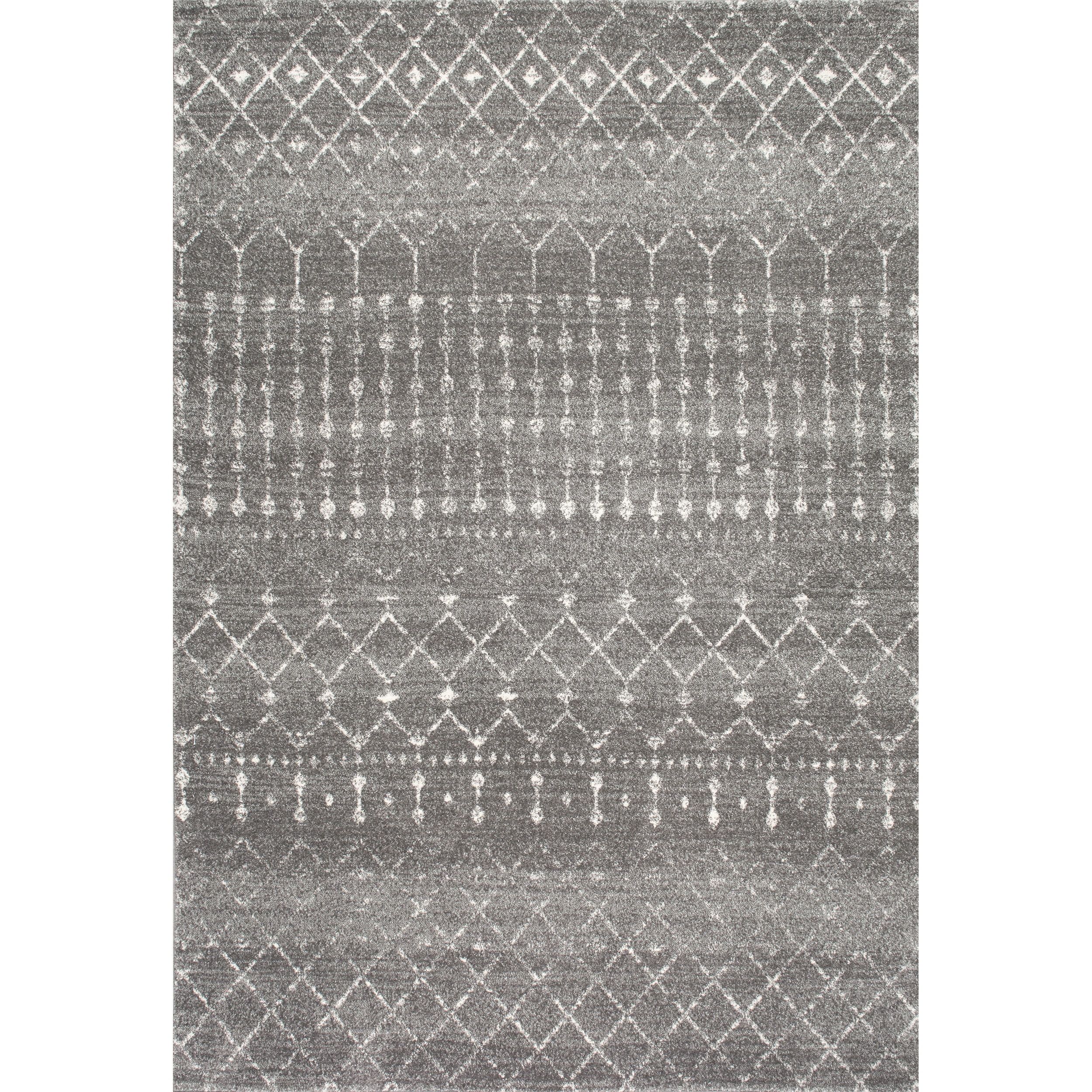 Reversible Dark Grey Synthetic 3' x 5' Rectangular Area Rug