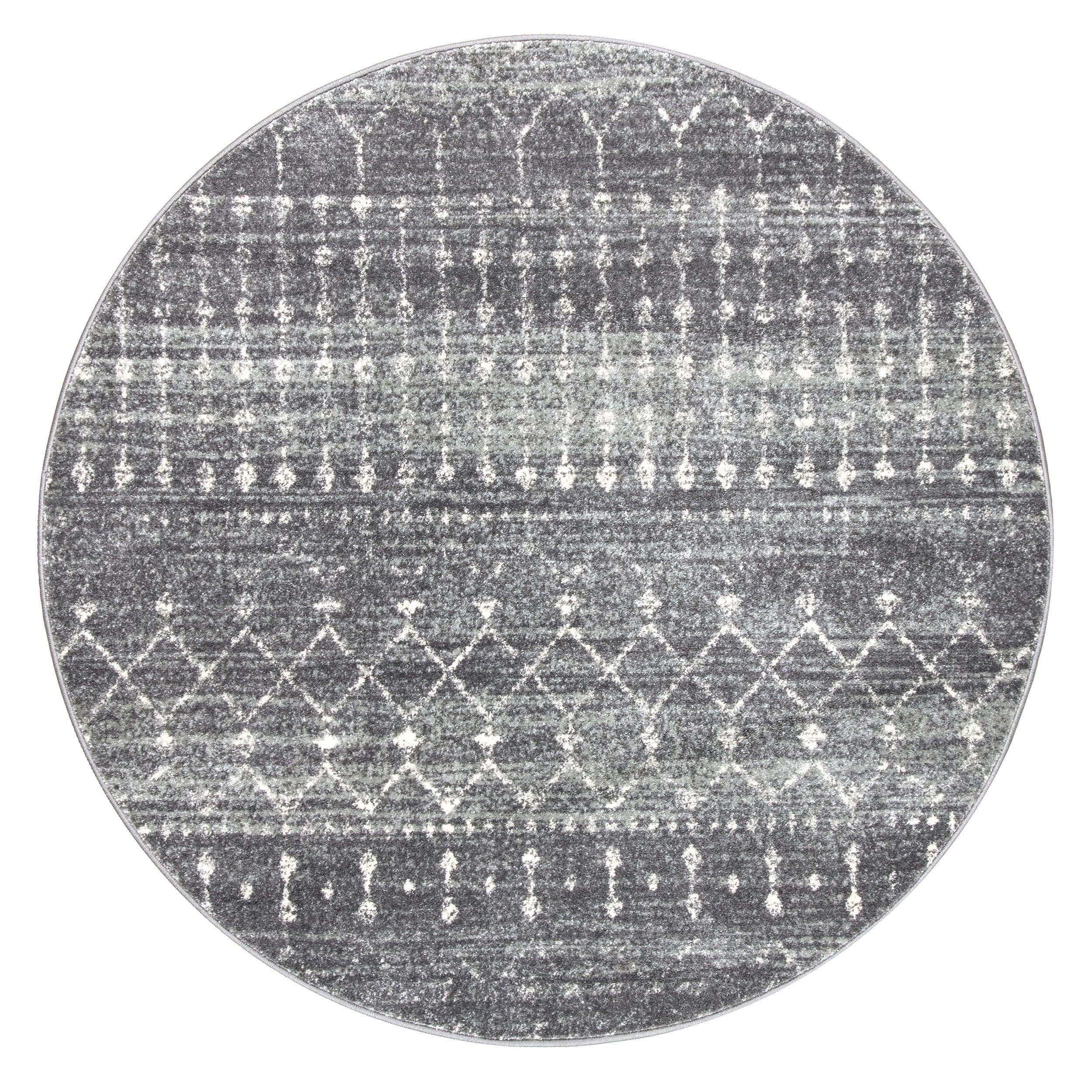 Handmade Dark Grey Geometric Oval 4' x 6' Synthetic Rug