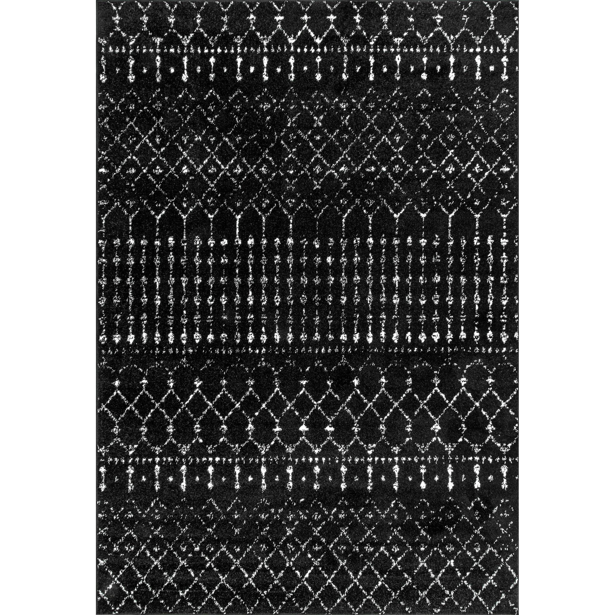 Black and White Moroccan Trellis 5' x 7' Area Rug