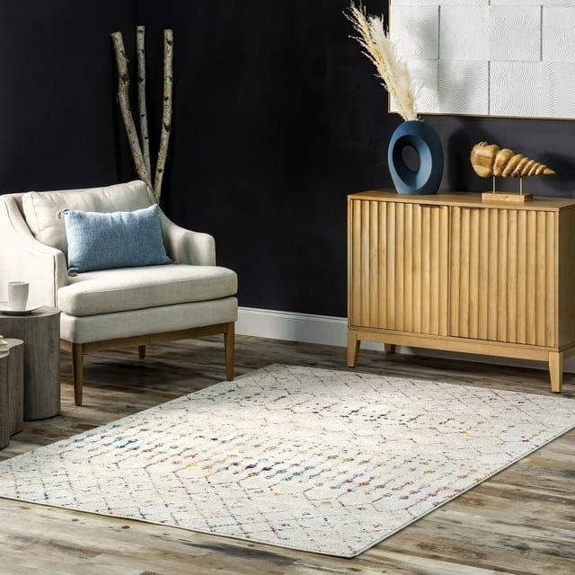 Light Multi 8' x 10' Geometric Rectangular Synthetic Area Rug