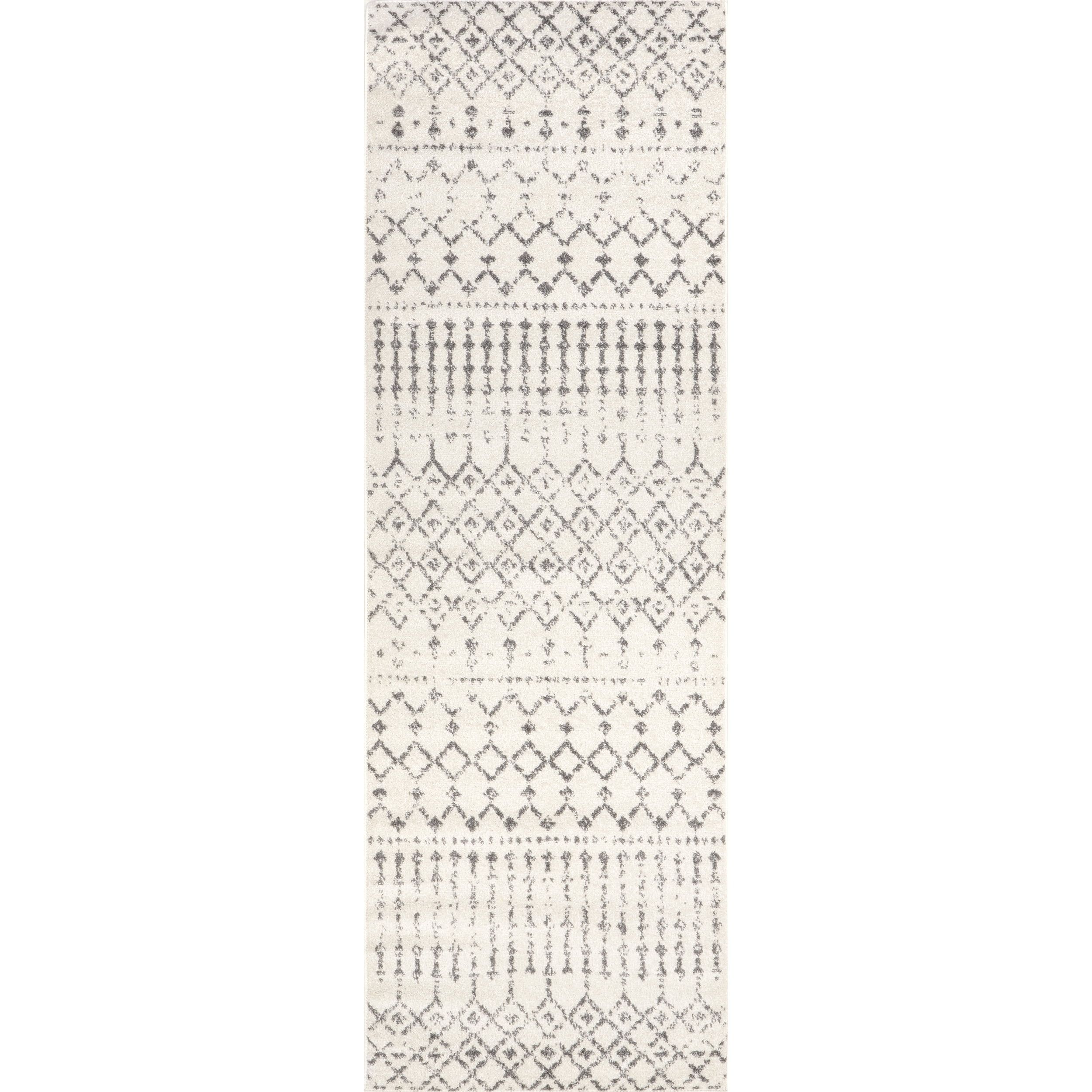 Gray Trellis 2' x 6' Synthetic Runner Rug