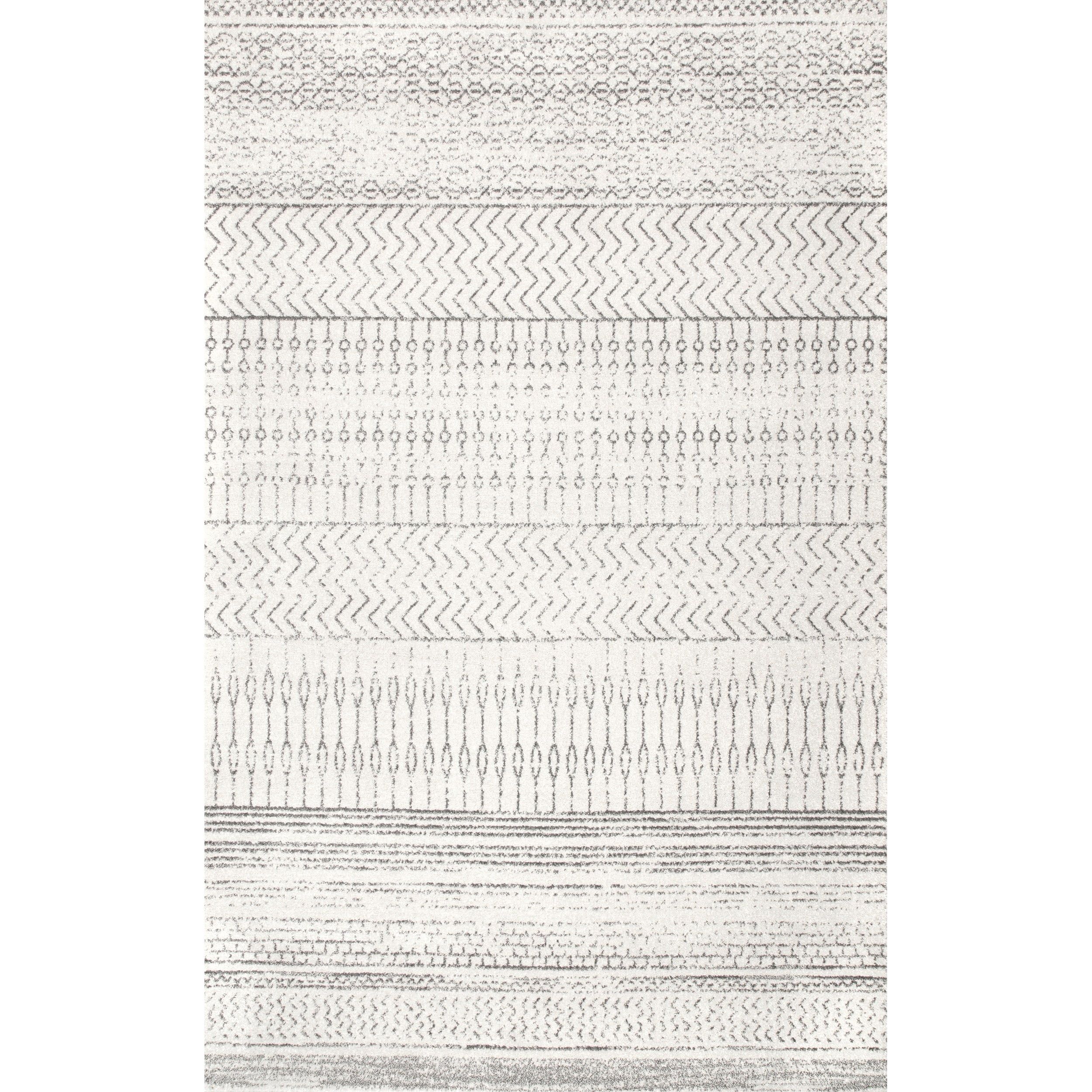 Nova Striped 12' x 15' Gray Synthetic Easy-Care Area Rug