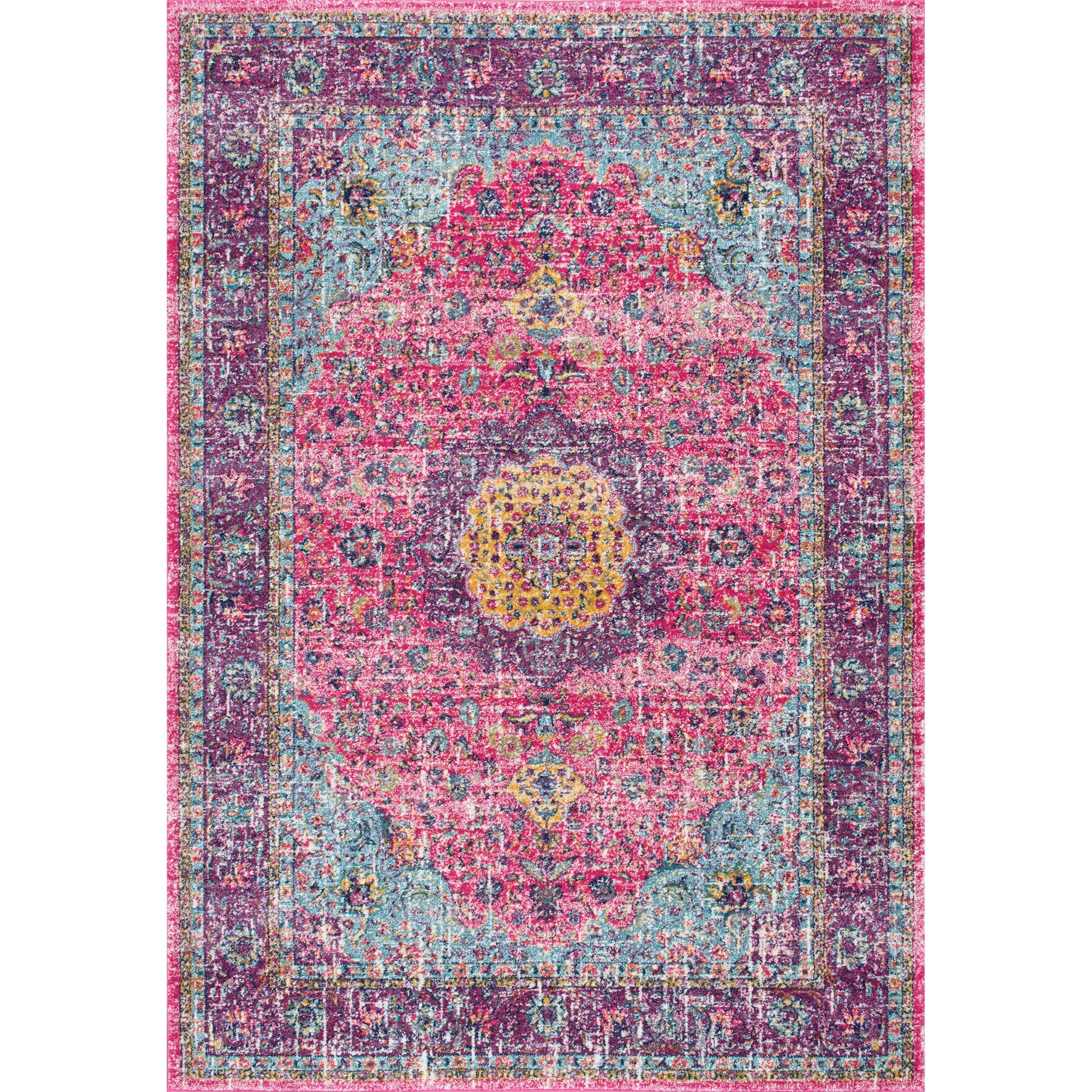 Verona Classic Pink 5' Square Synthetic Area Rug