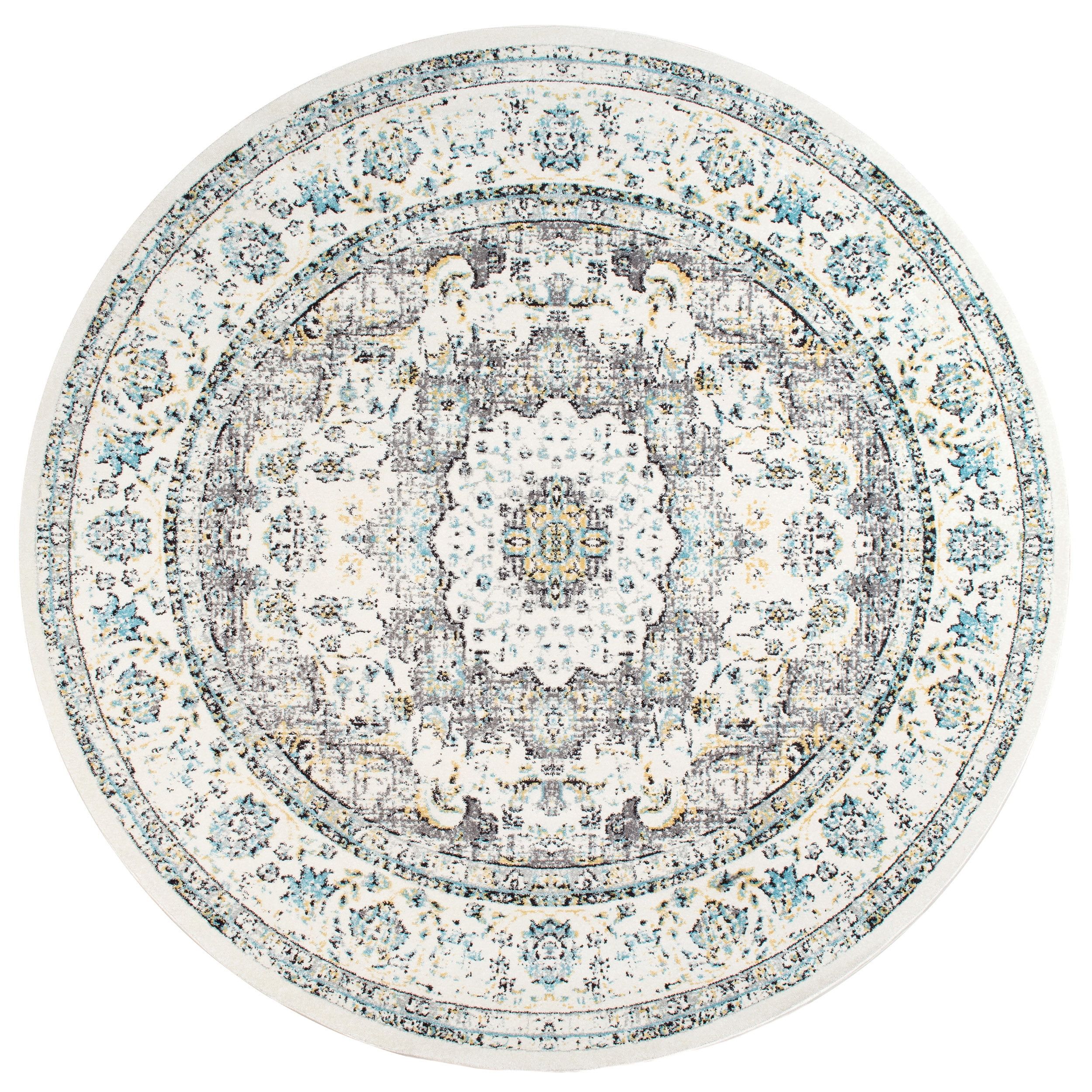 Gray Bosphorus Distressed Oval Reversible Synthetic Rug, 5' x 8'