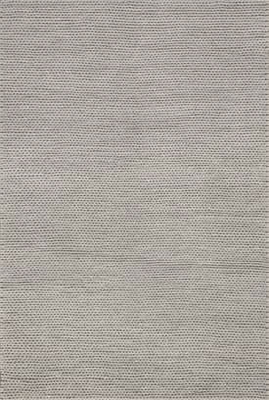 Handmade Braided Light Grey Wool 5' x 8' Area Rug