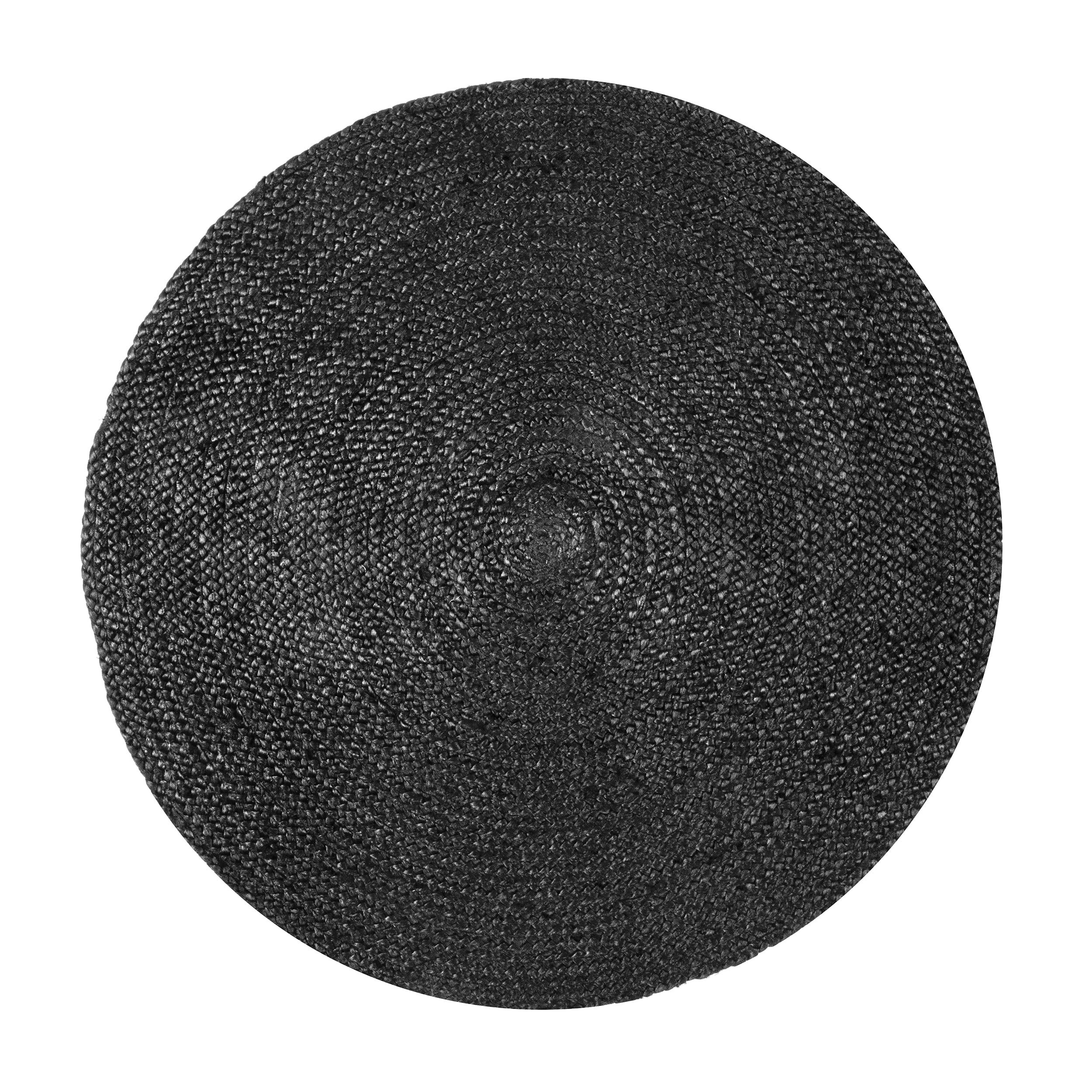 Hand-Braided Black Jute 4' Round Area Rug - Easy Care & Reversible