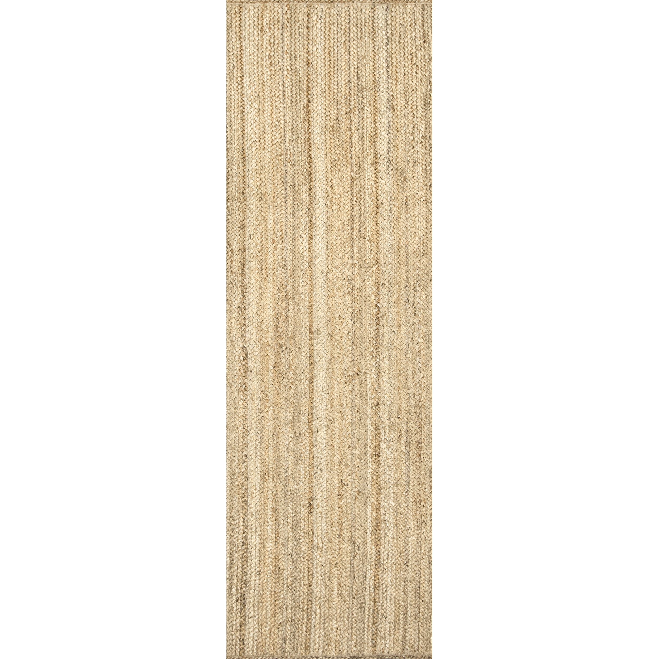 Handwoven Braided Jute Runner Rug, 2' 6" x 12', Natural