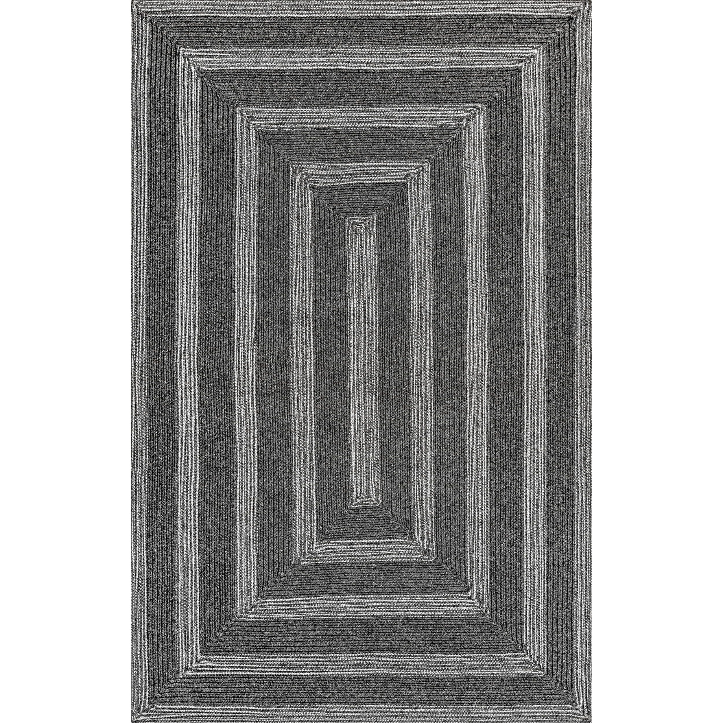 Charcoal Geometric Braided Synthetic Area Rug, 52" x 24"