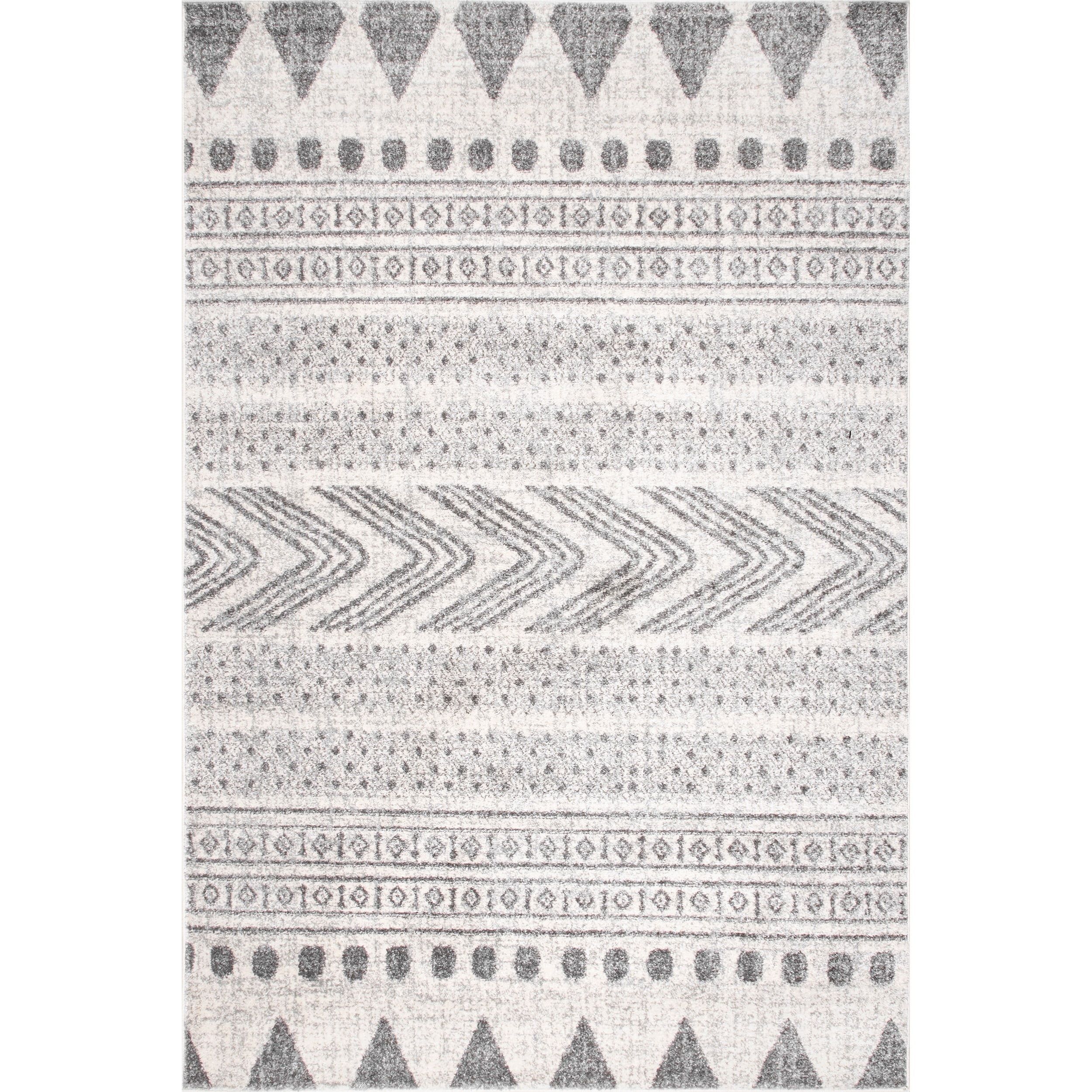 Henna Tribal Bands Easy-Care Synthetic Area Rug, 4' x 6', Gray