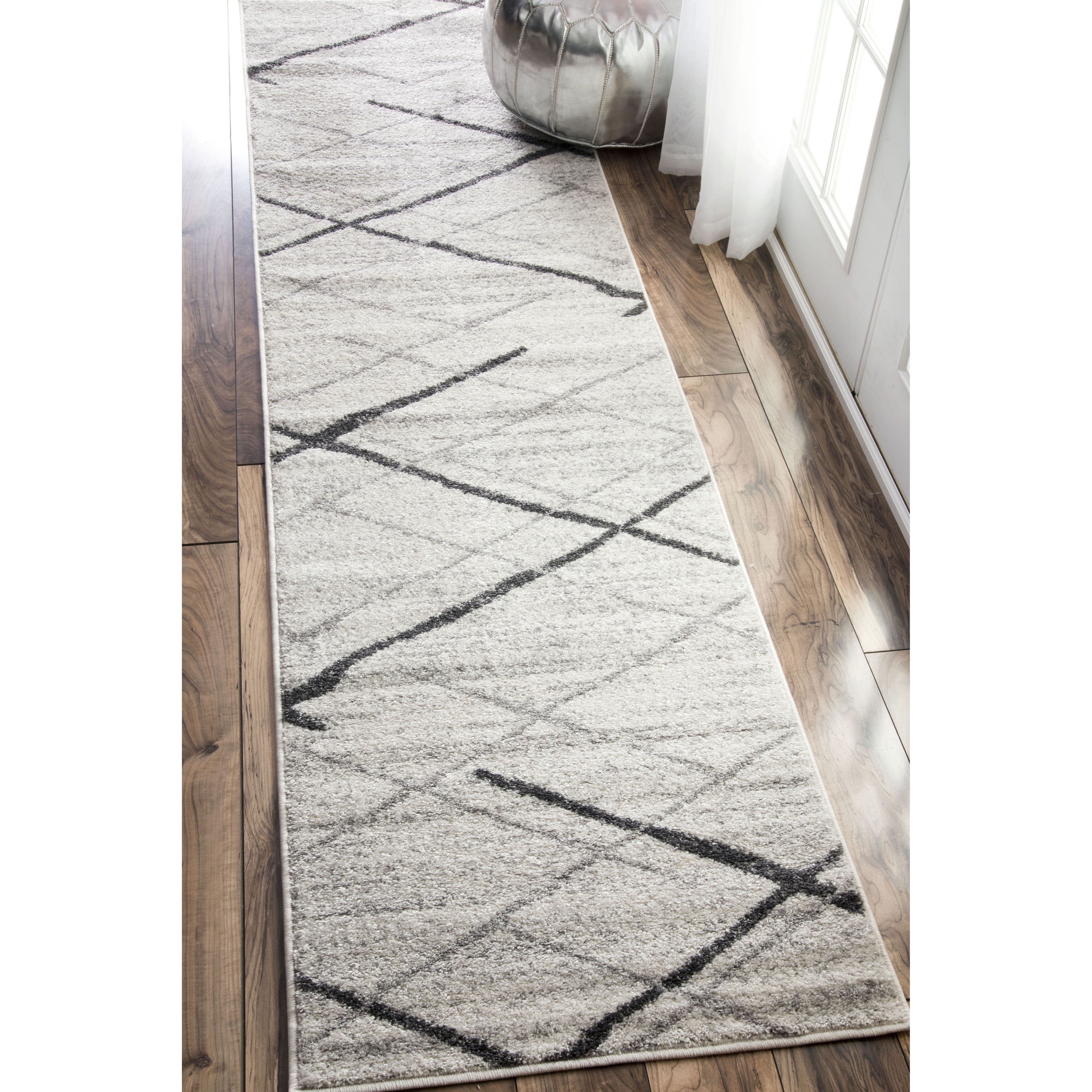 Gray Abstract Lines Reversible Area Rug