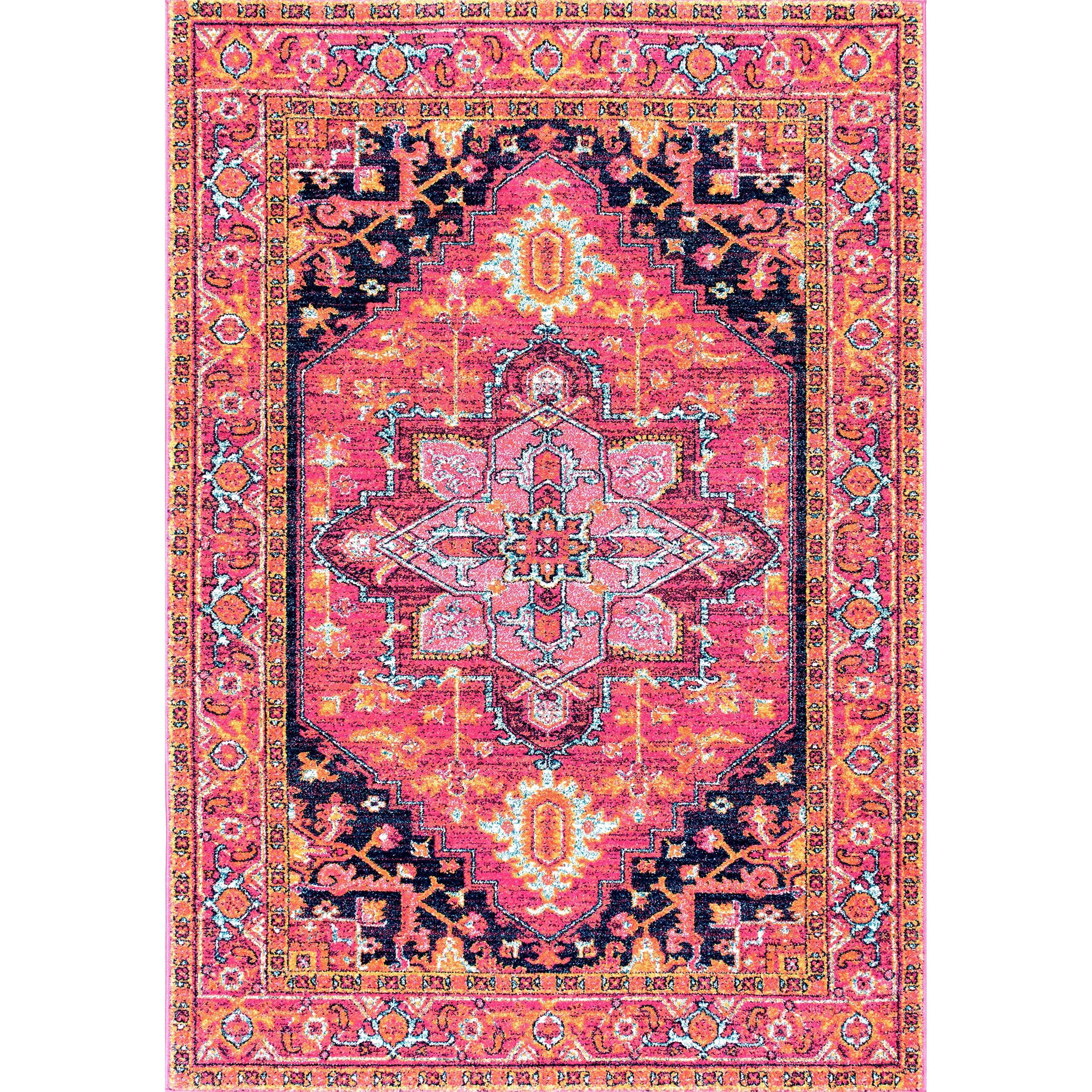 Vonda Pink Persian Medallion 5' x 7' Synthetic Rug