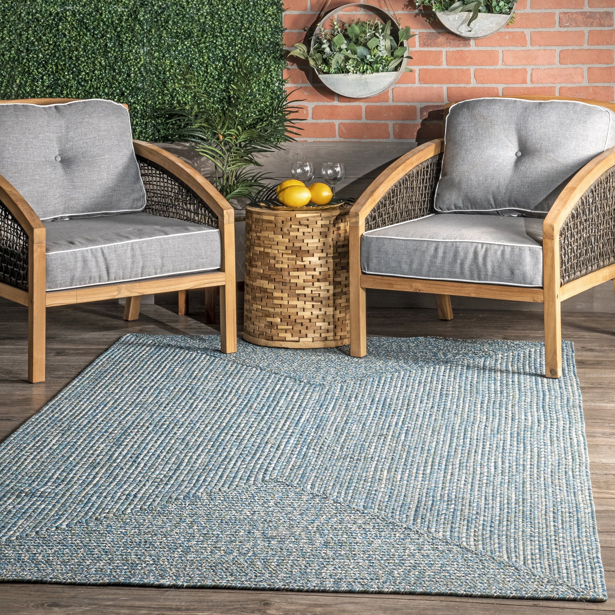 Aqua Braided Reversible Handmade 3' x 5' Synthetic Rug