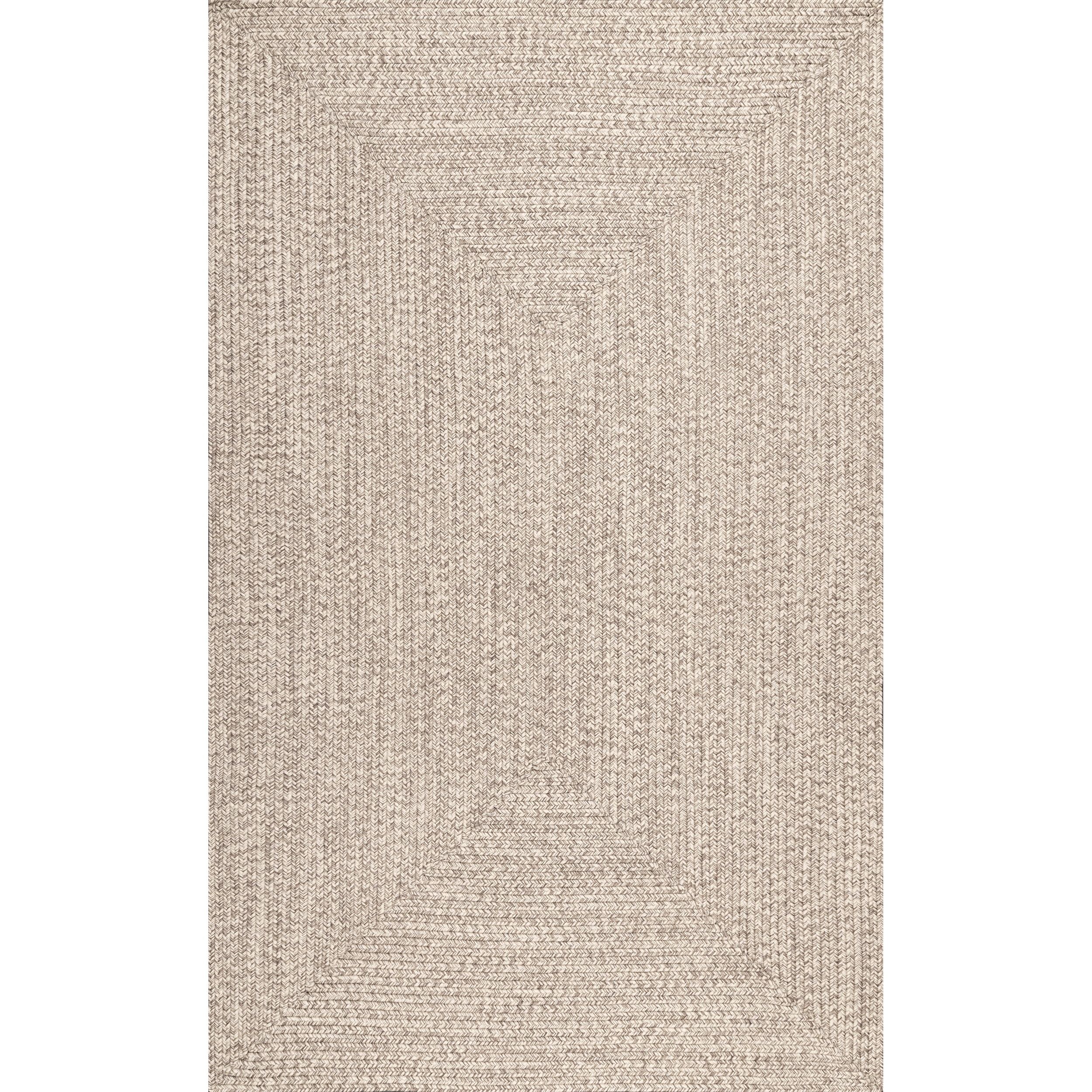 Tan Braided Oval Synthetic Indoor/Outdoor Rug, 3' x 5'