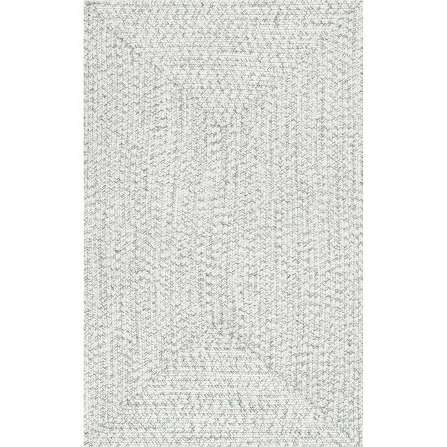 Elegant Ivory Braided 6' x 9' Synthetic Indoor/Outdoor Rug