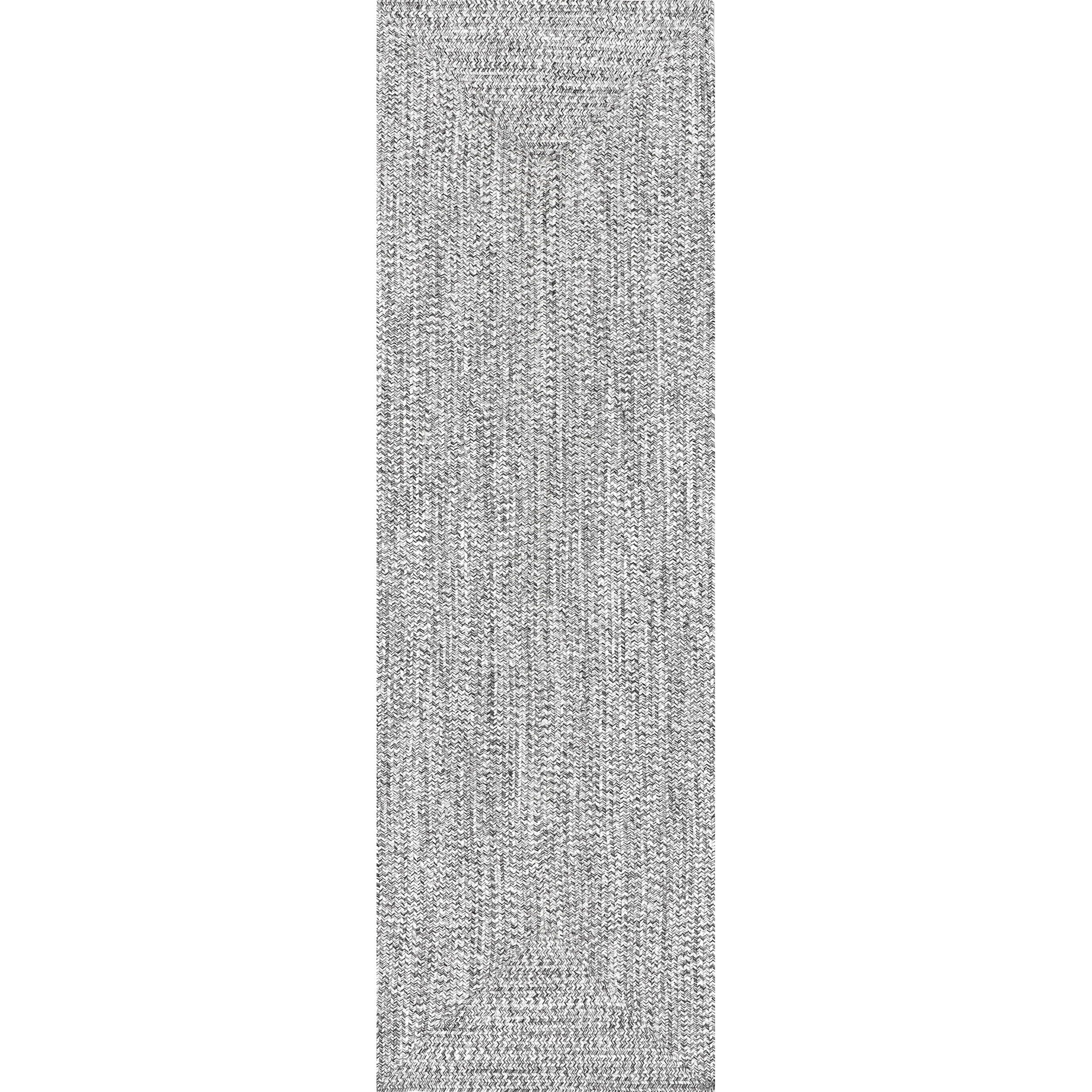 Salt and Pepper Braided 2'6" x 10' Synthetic Runner Rug