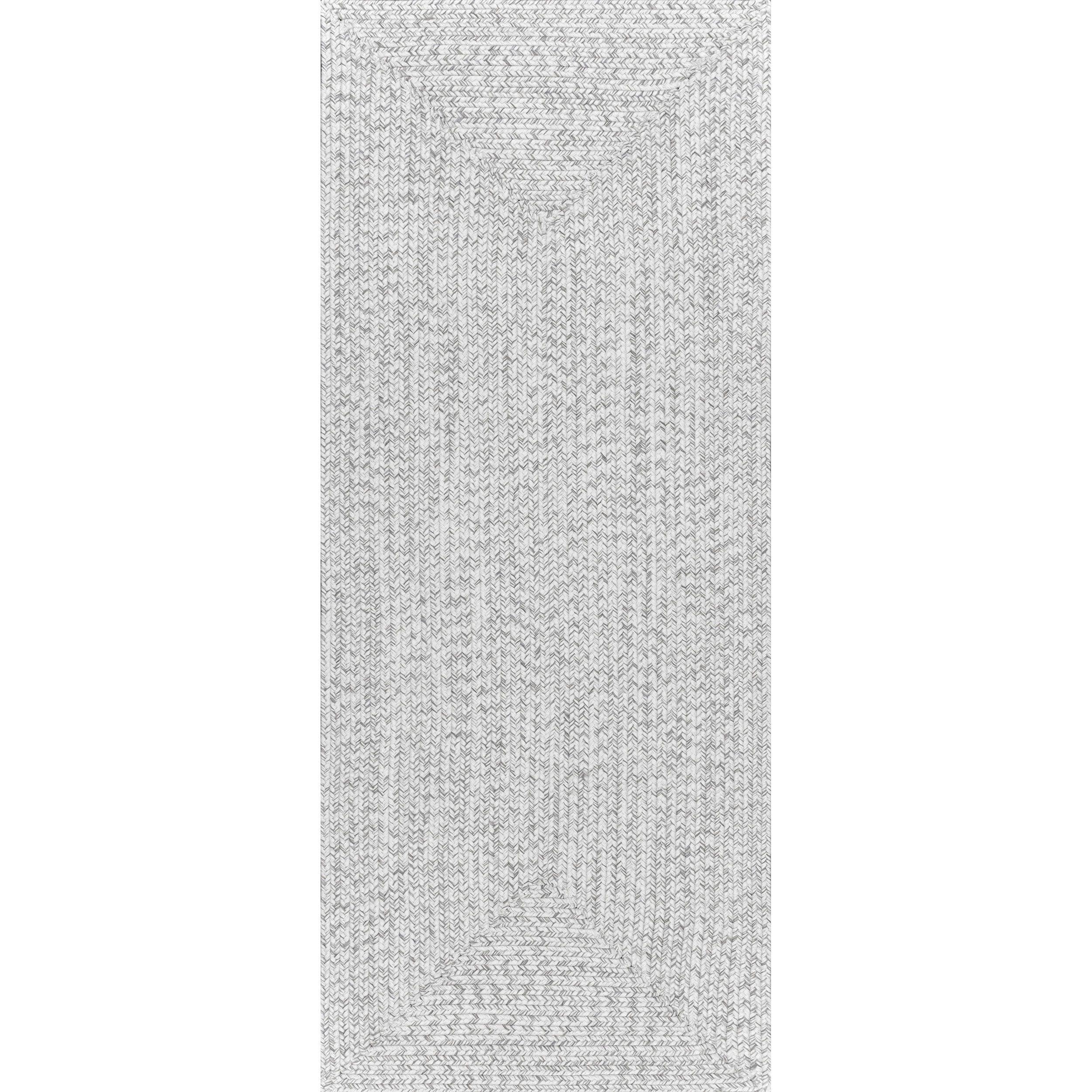 Ivory Braided Synthetic 31" Indoor/Outdoor Easy Care Runner Rug