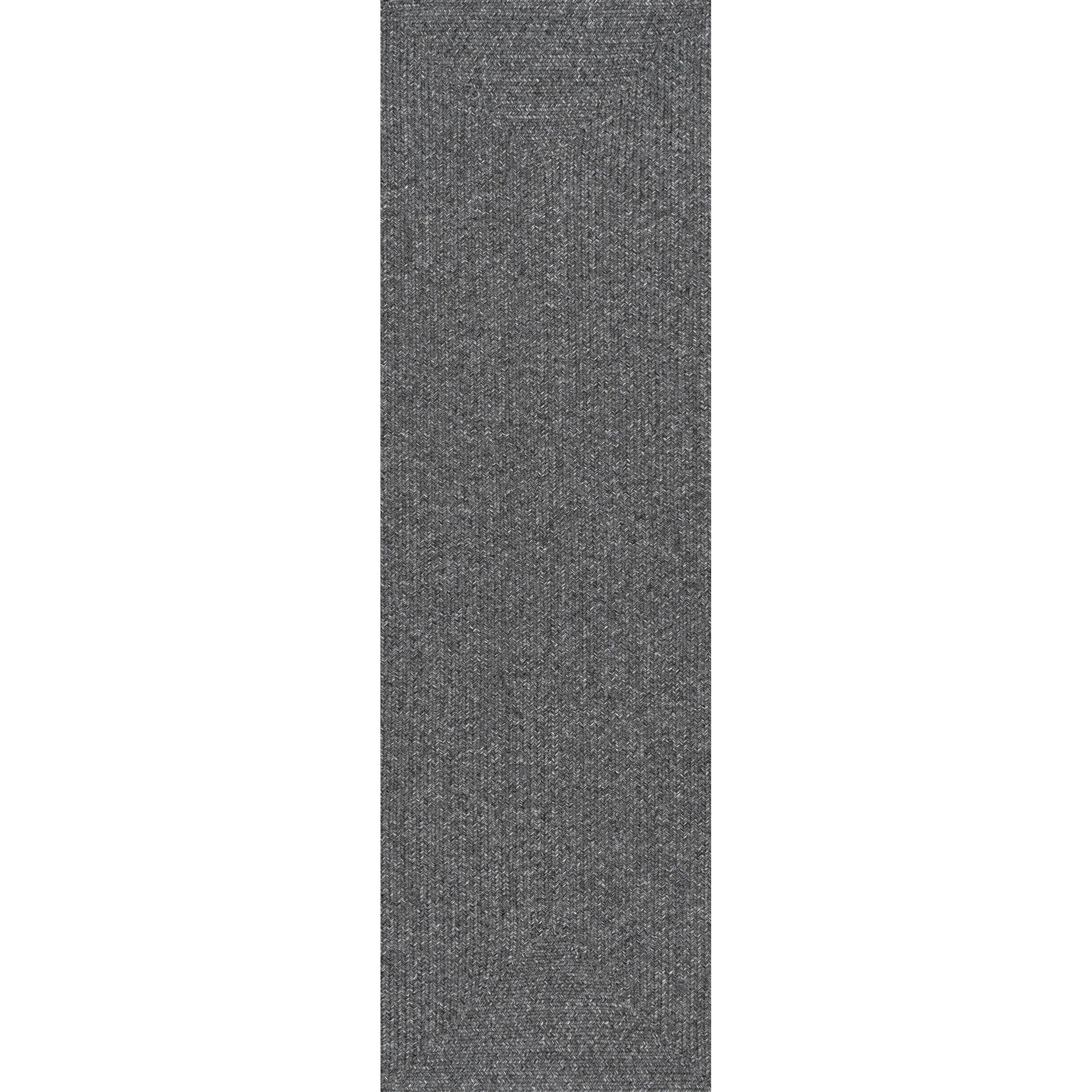 Charcoal Braided Reversible Synthetic Runner Rug, 2' 6" x 6'