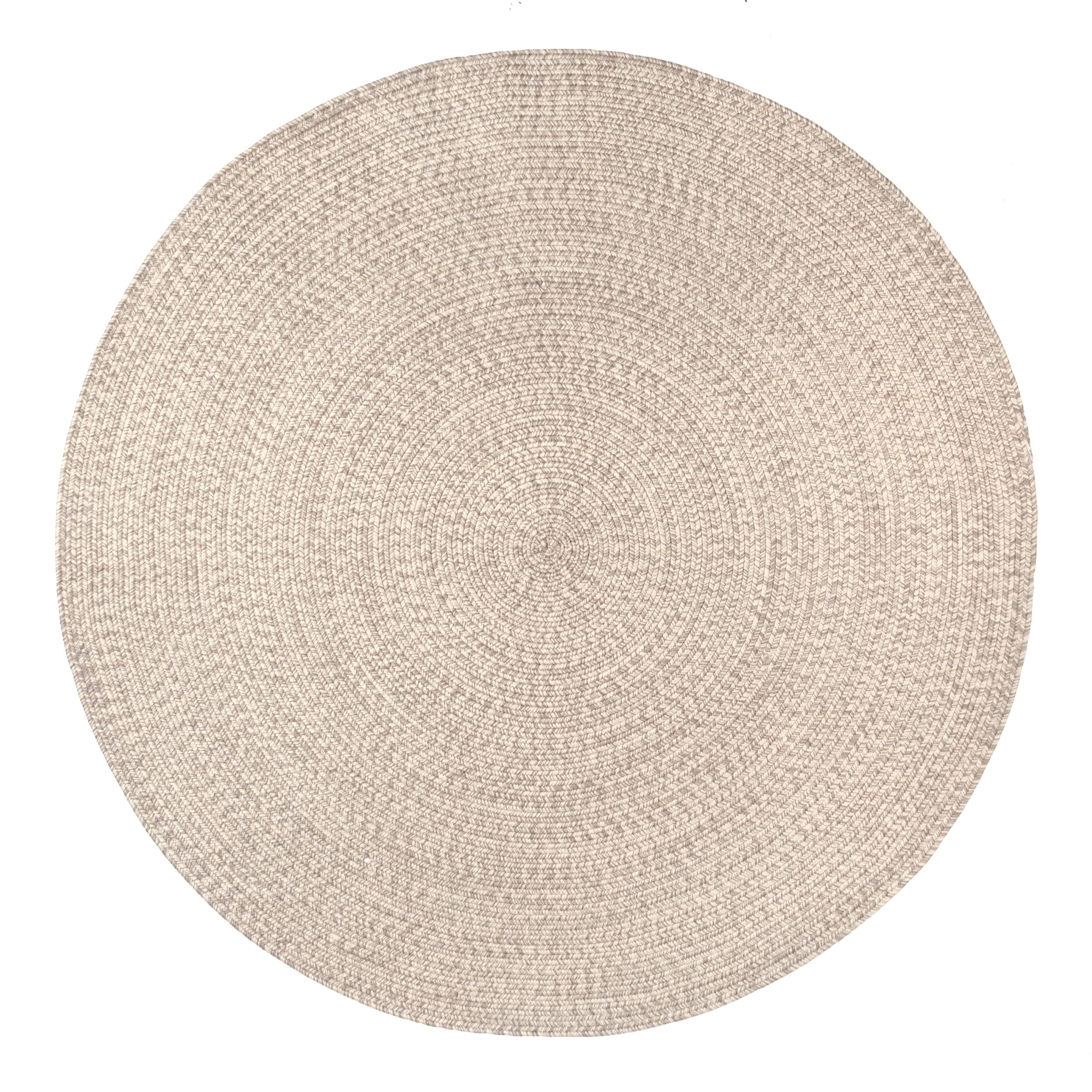 Tan Braided Round Synthetic Indoor/Outdoor Patio Rug