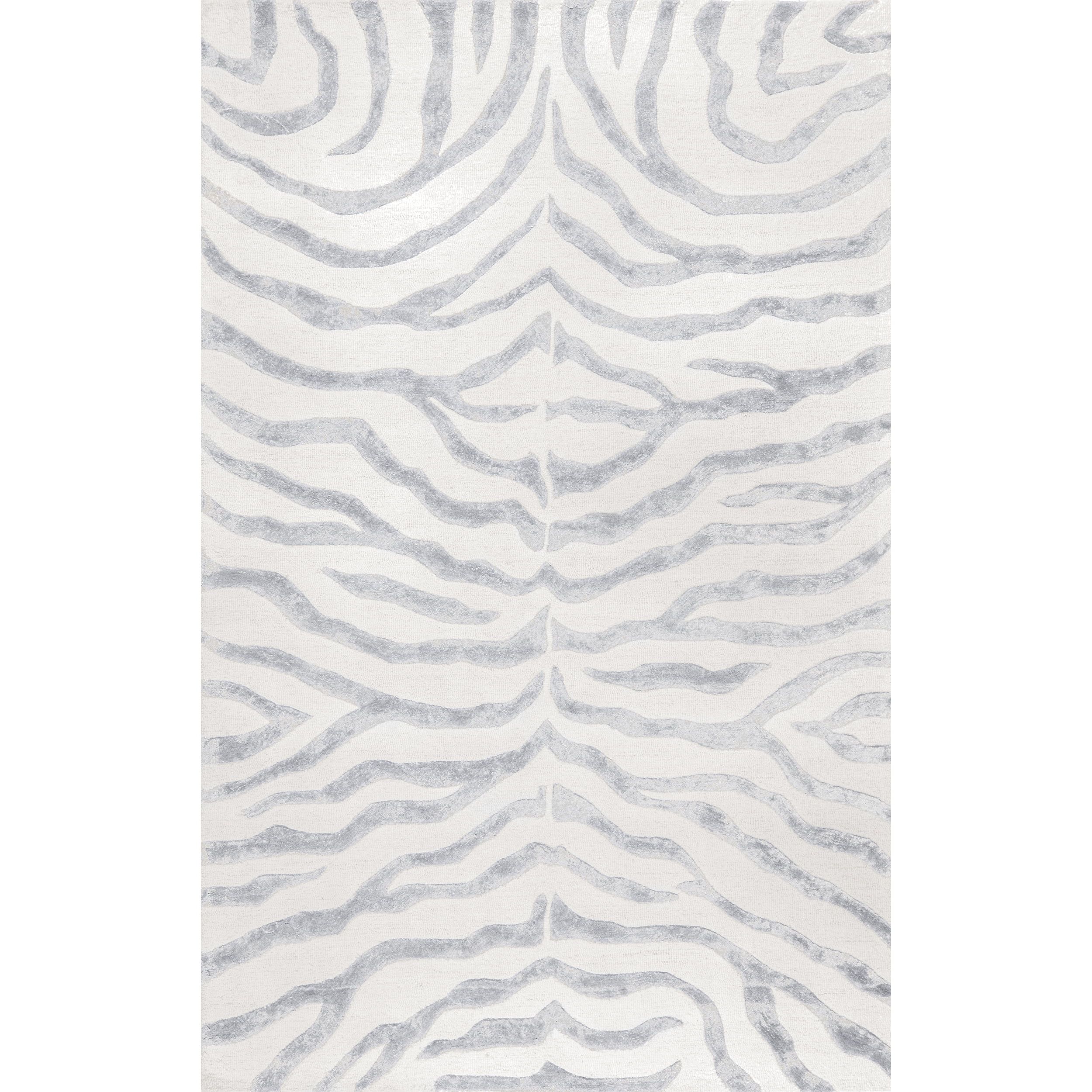 Handmade Luxe Gray Zebra Tufted Wool & Viscose Rug, 5' x 8'