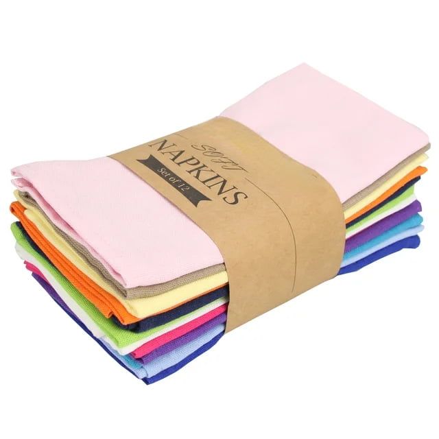 Multicolor Cotton Linen Blended Cloth Napkins Set of 12