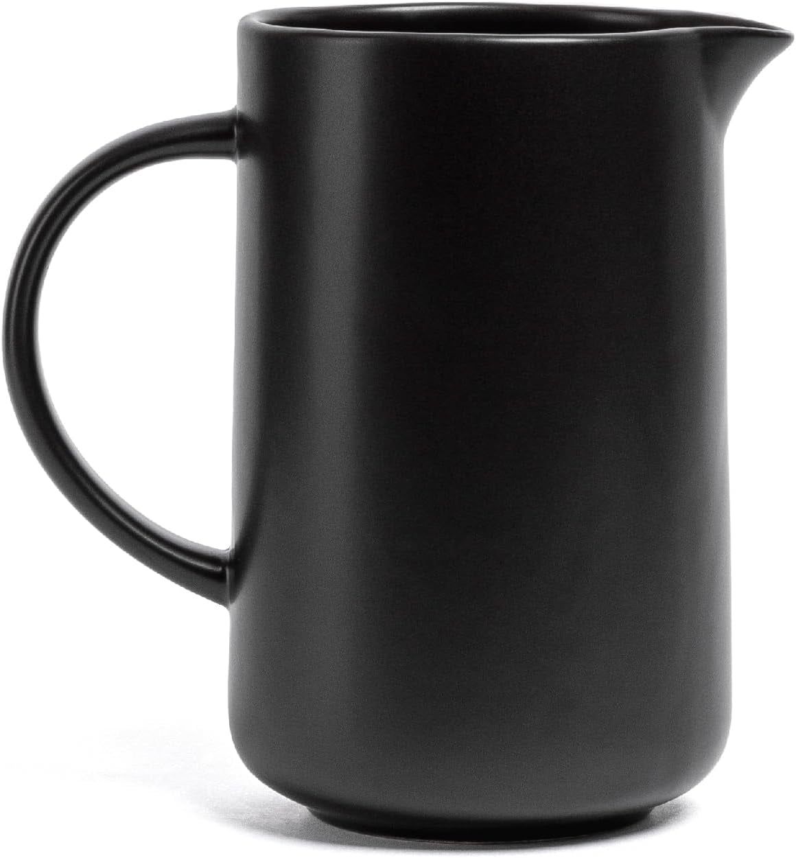 Semi-Matte Black Round Stoneware Serving Pitcher