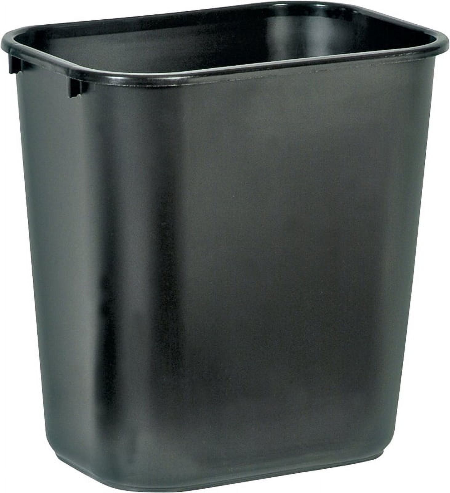 Black Plastic Office Wastebasket with Rolled Rims