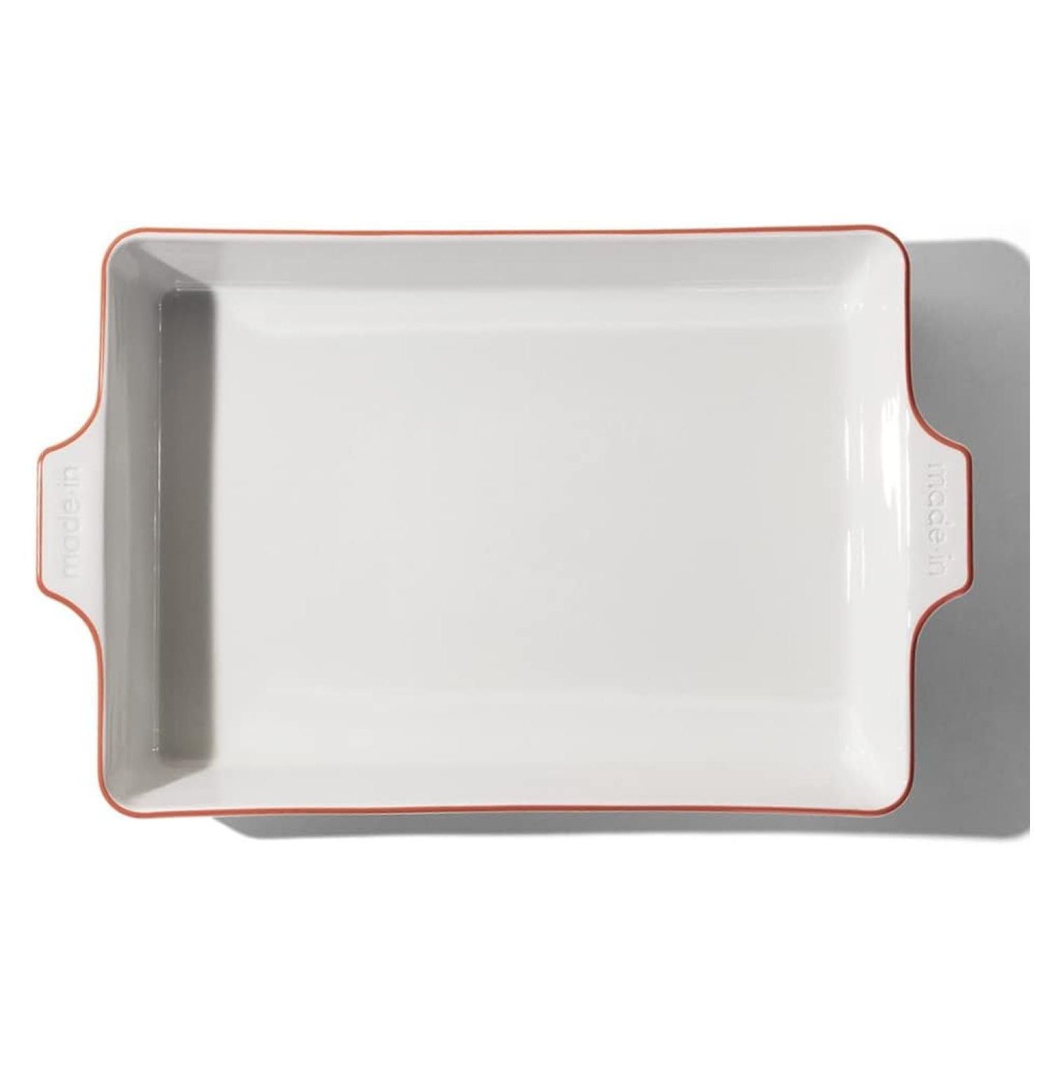 Porcelain Rectangular Baking Dish with Red Rim