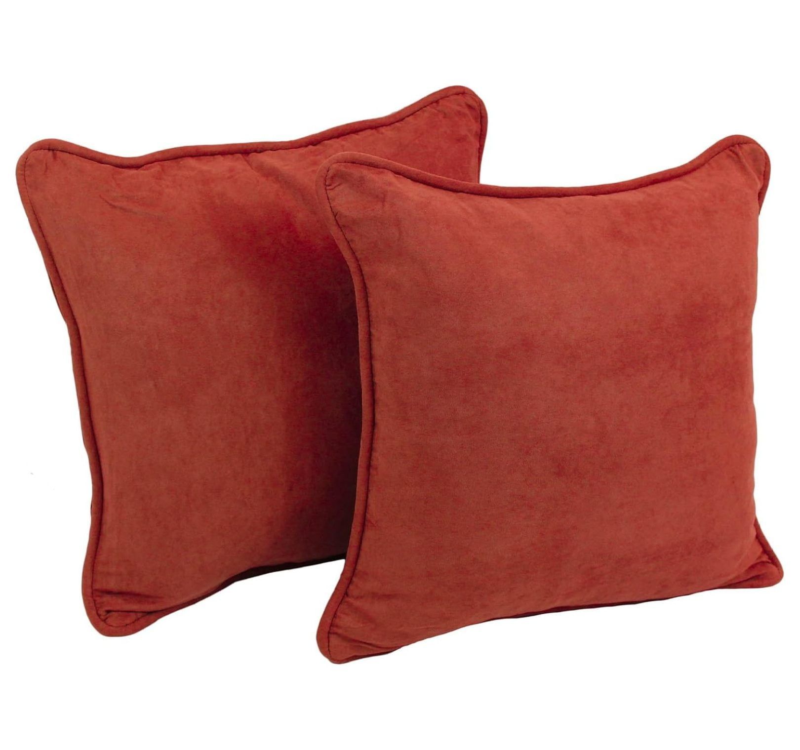 saney Corded Microsuede Throw Pillow, 18", Cardinal Red 2 Count