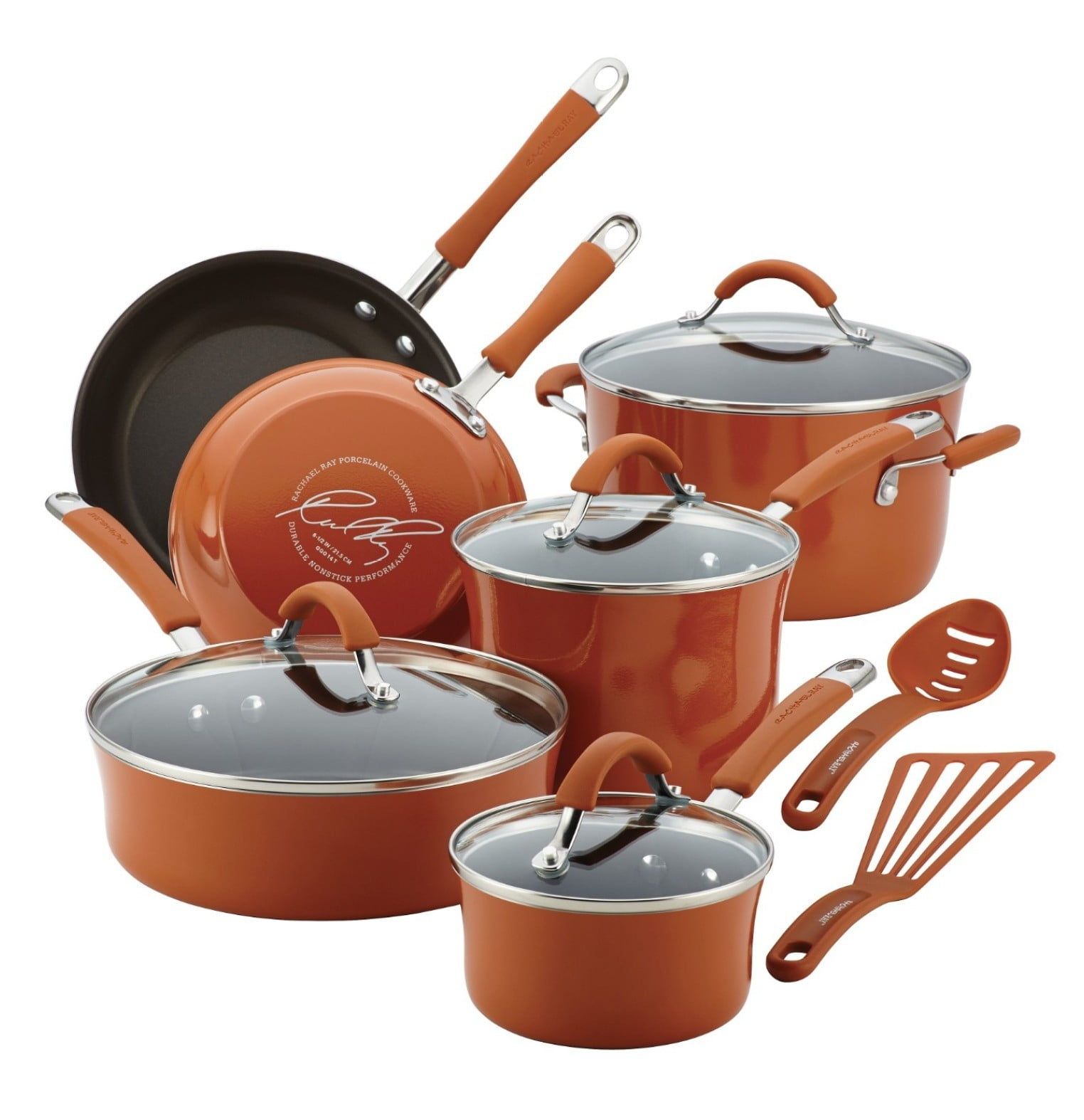 Pumpkin Orange 12-Piece Nonstick Aluminum Cookware Set