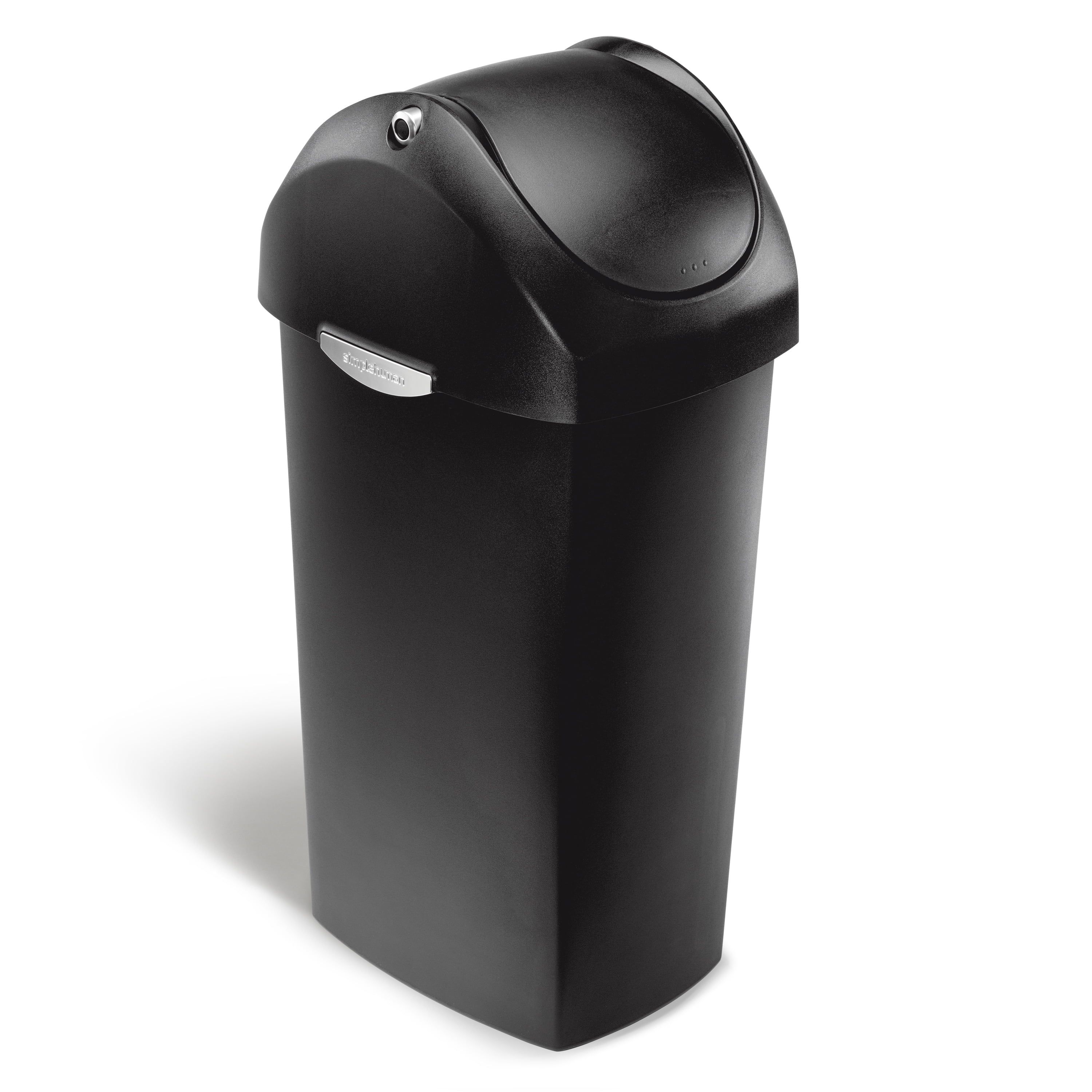 Black Plastic 16 Gallon Swing Lid Trash Can