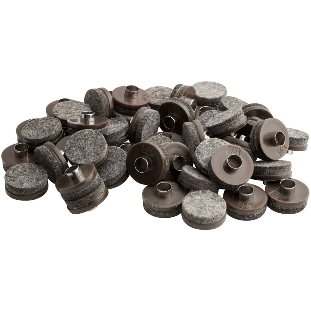 Brown 1" Round Nail-On Heavy Duty Felt Pads for Furniture (48 Pack)