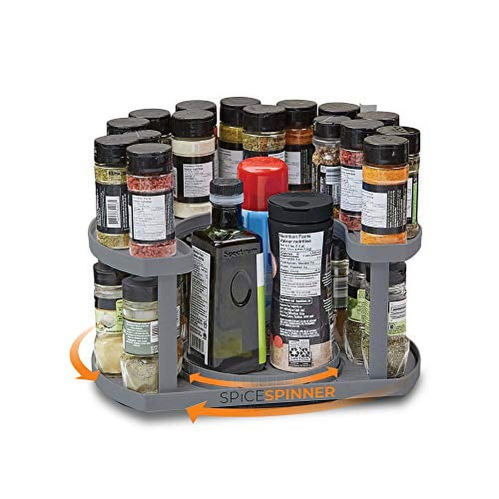 Grey Two-Tier Revolving Countertop Spice Organizer