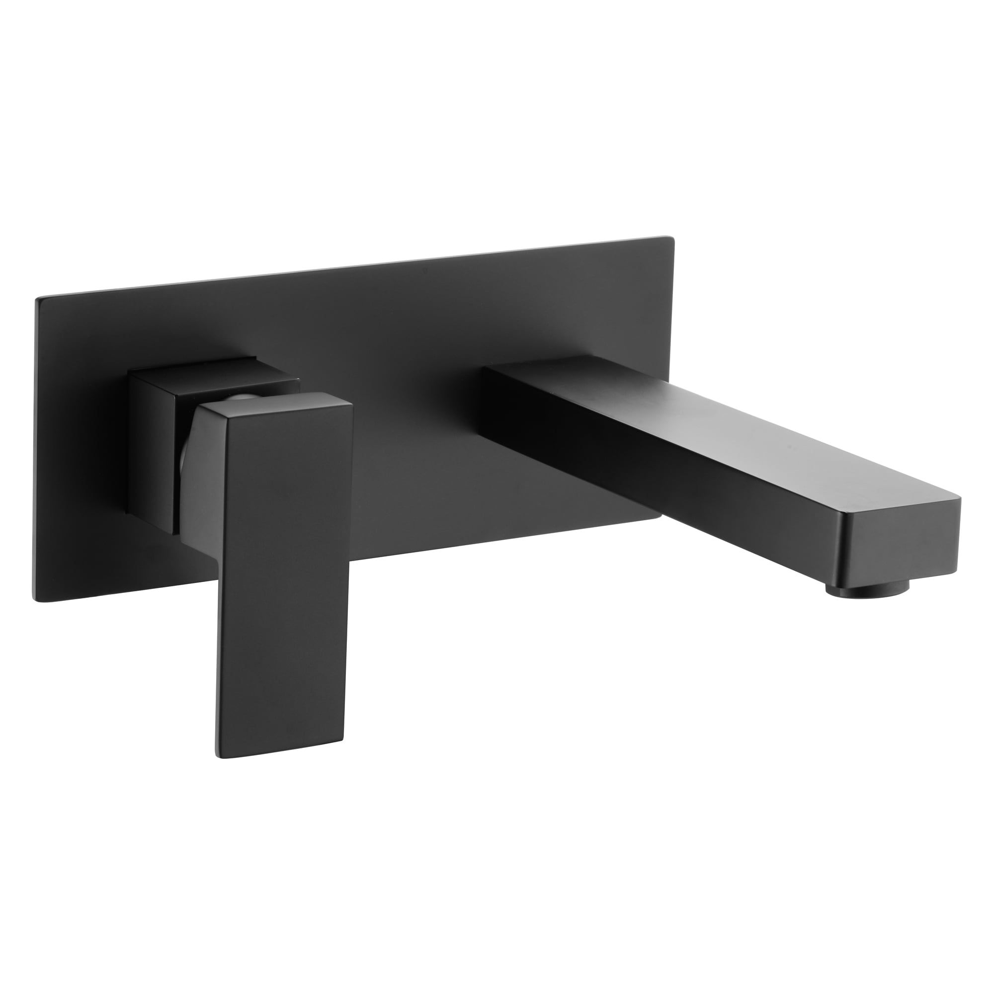 Matte Black Single Handle Wall Mount Bathroom Faucet with Brass Valve