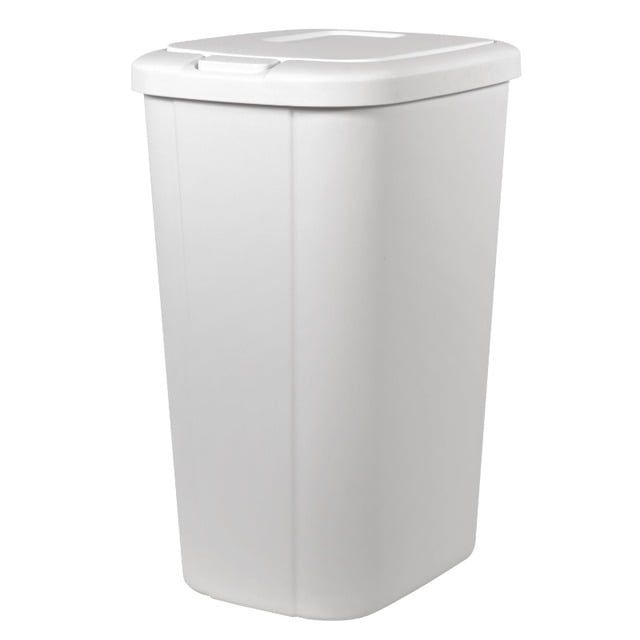 White 13 Gallon Plastic Touch Top Kitchen Trash Can