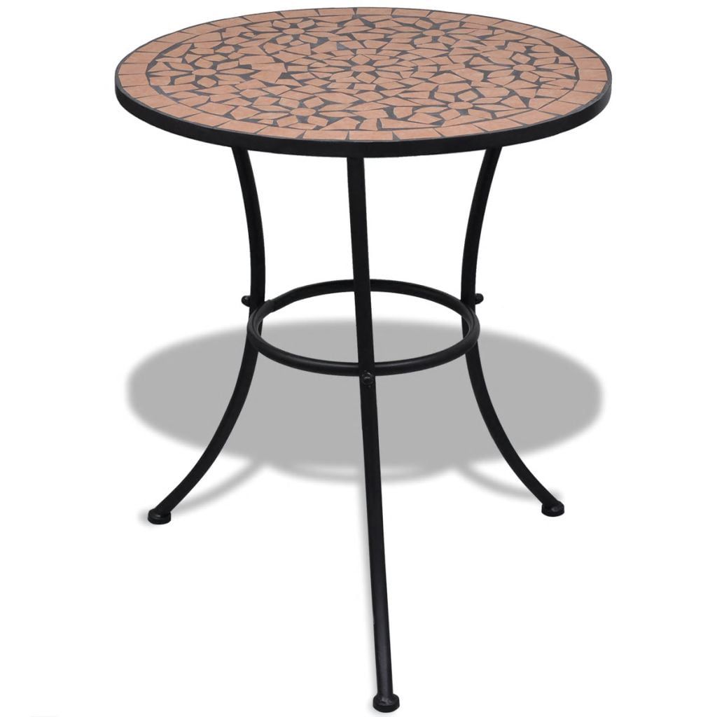 Terracotta 23.6" Mosaic Bistro Table with Powder-Coated Iron Frame