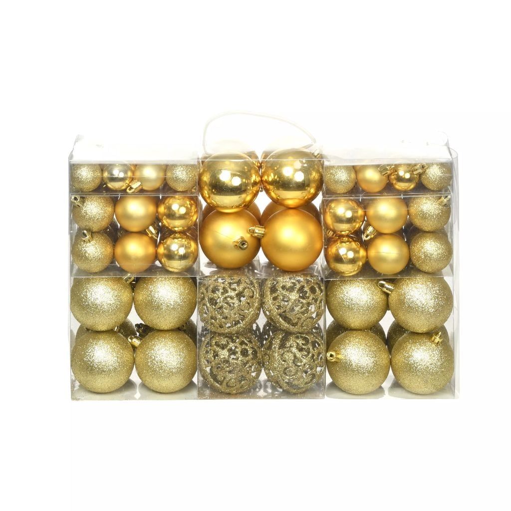 Gold Shatterproof Plastic Christmas Ball Ornament Set